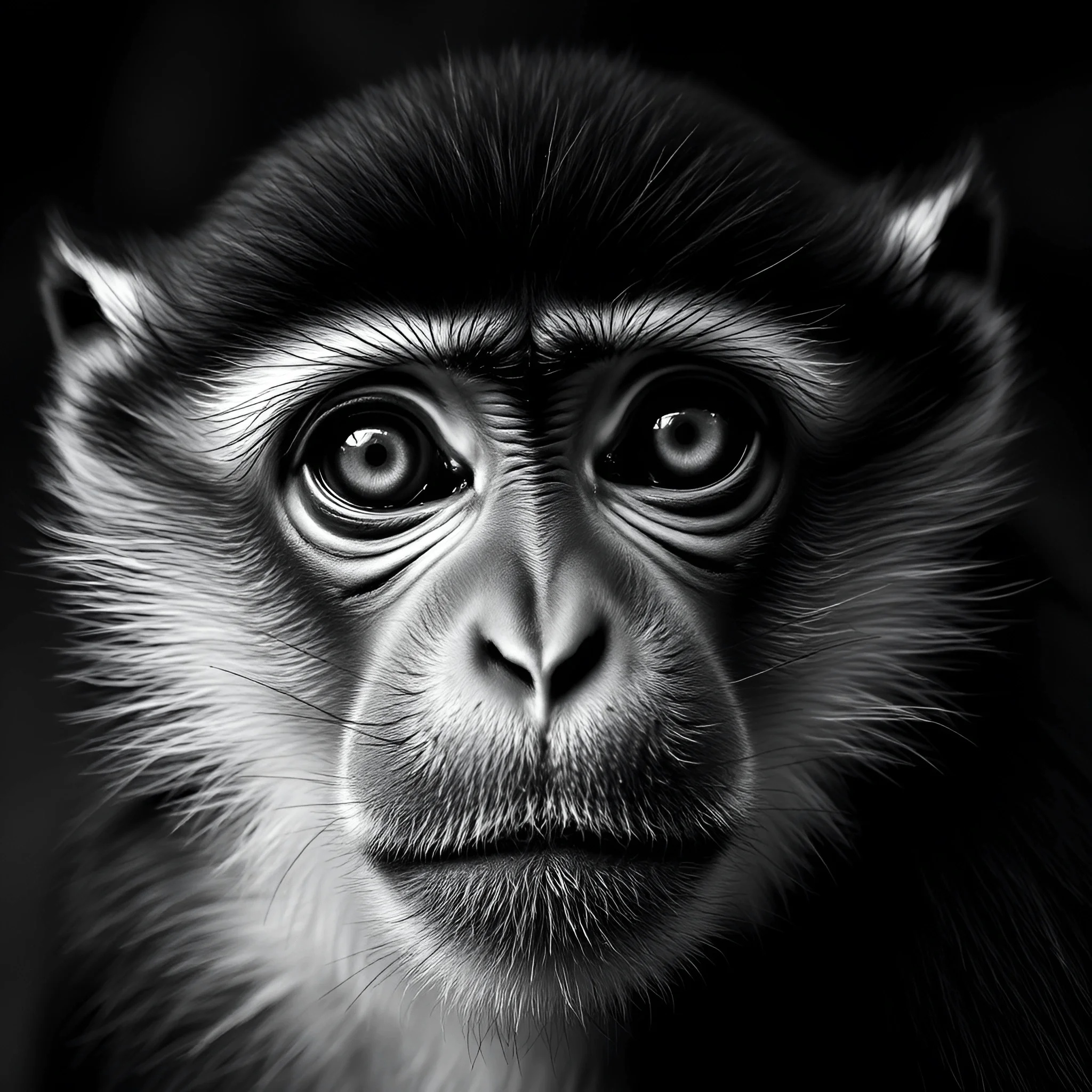 Close-Up Portrait of Monkey in Black and White - Free Download - AI ...