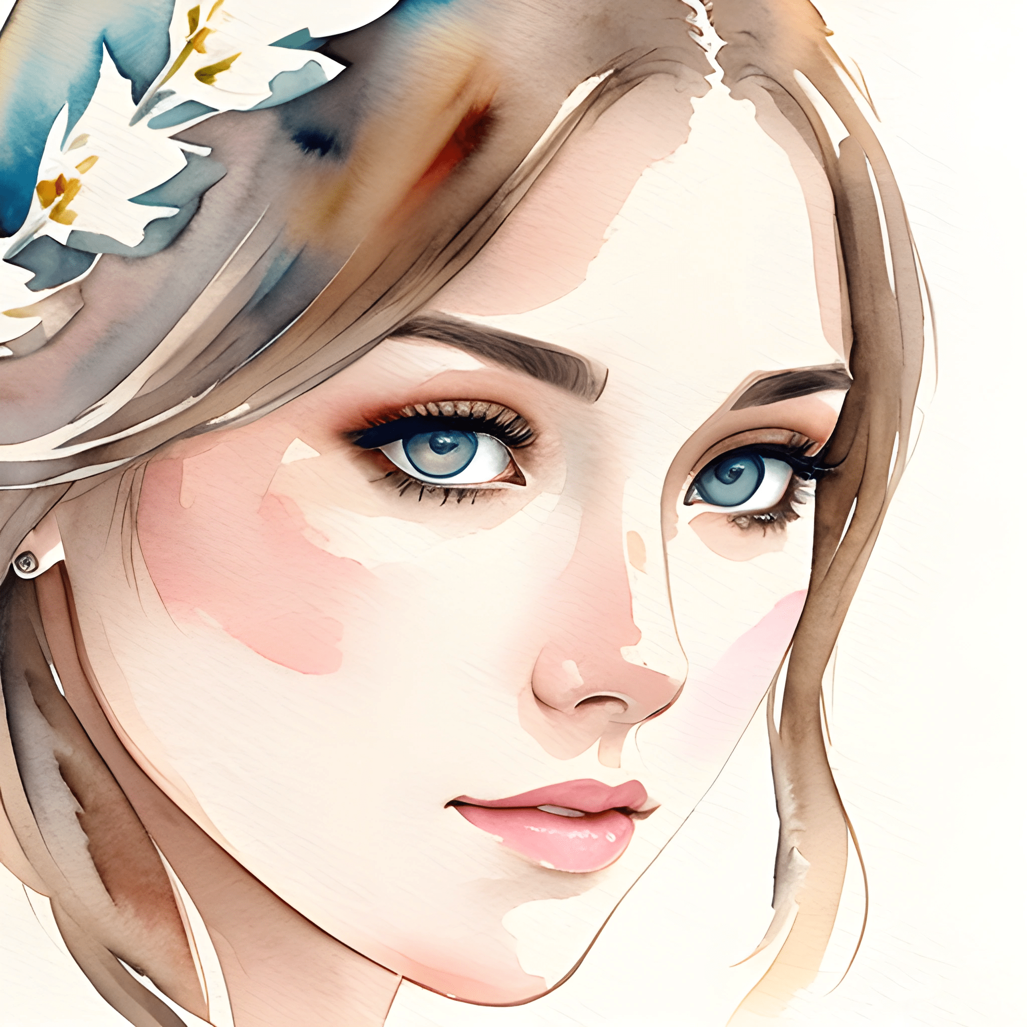 Watercolor Portrait of a Young Woman - Free Download - AI Scribbles