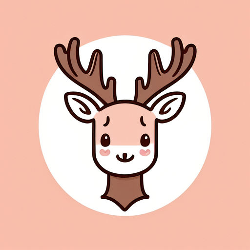 a cartoon deer with a big antlers head in a circle