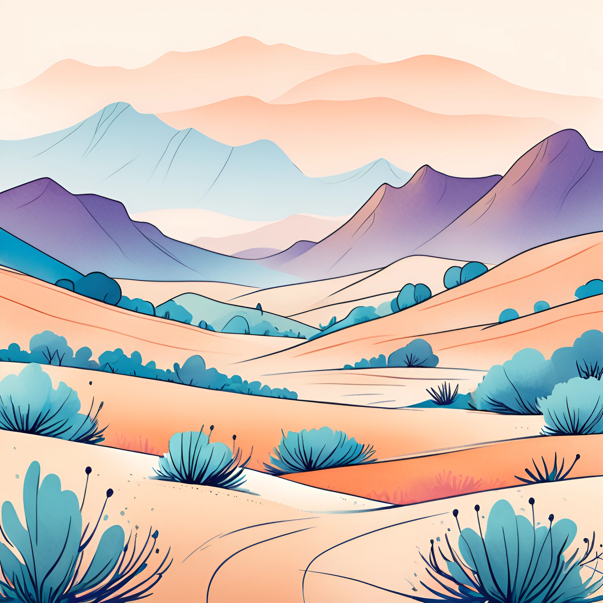 Styleized Vector Landscape Stylized Desert Landscape - Free Download - AI Scribbles