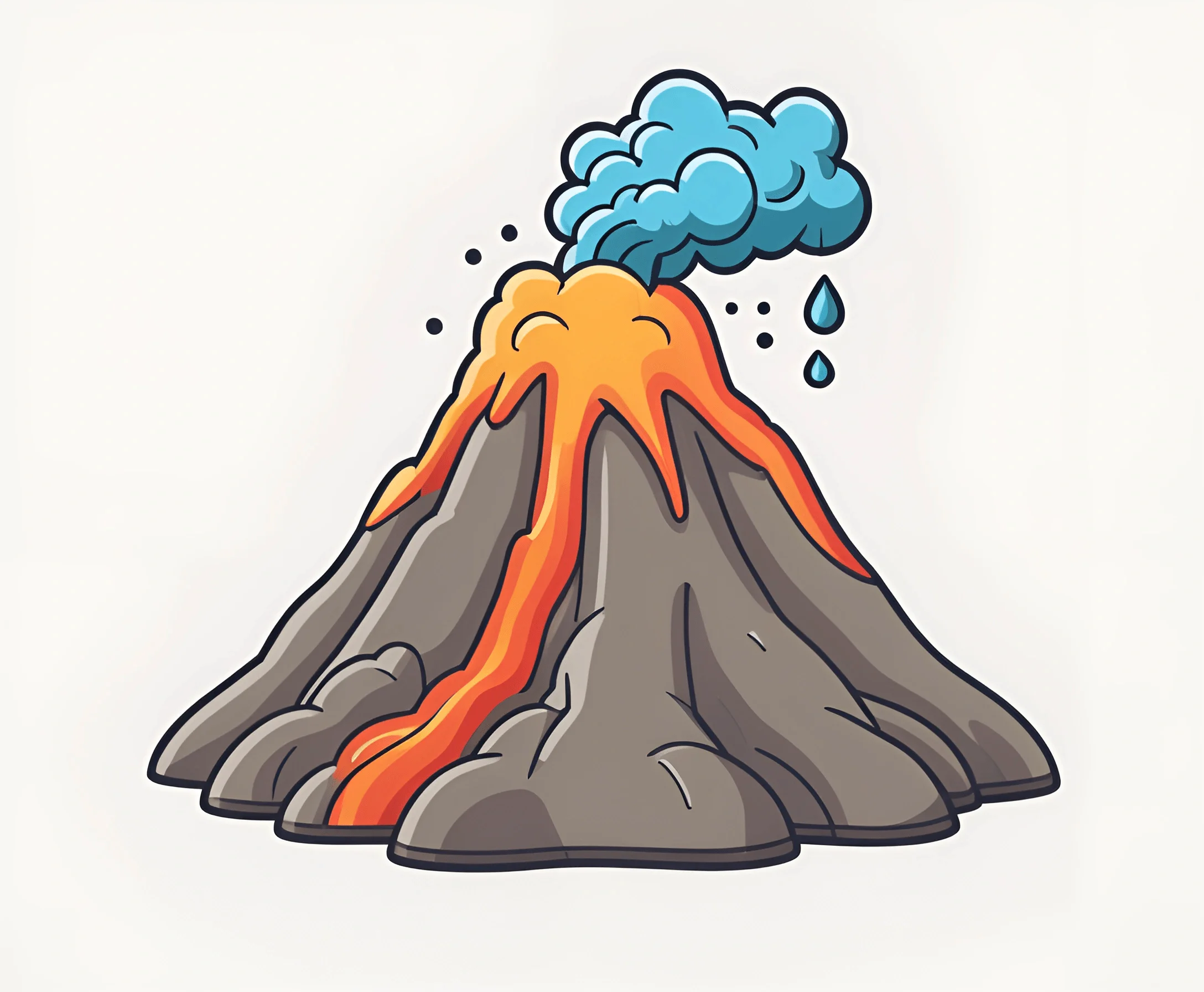 Volcano Cartoon Color Colorful Cartoon Volcano Eruption - Free Download - AI Scribbles