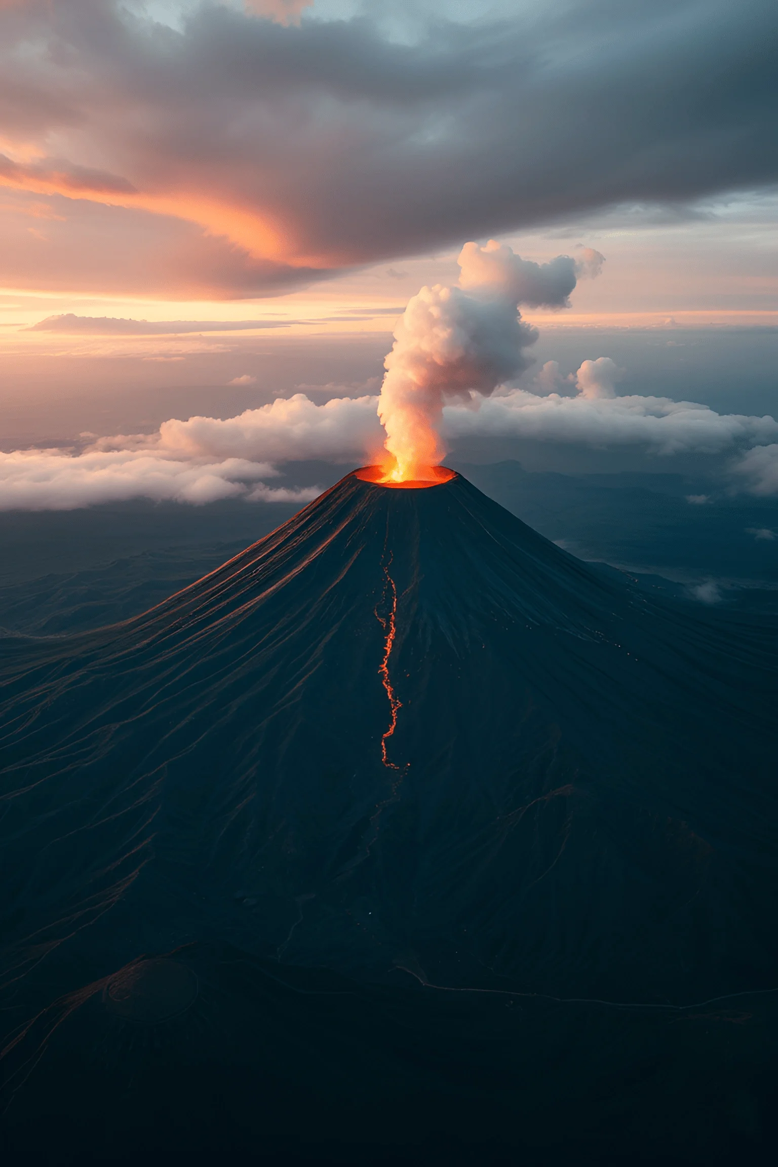Active Volcano Eruption with Lava Flow at Sunset - Free Download - AI ...