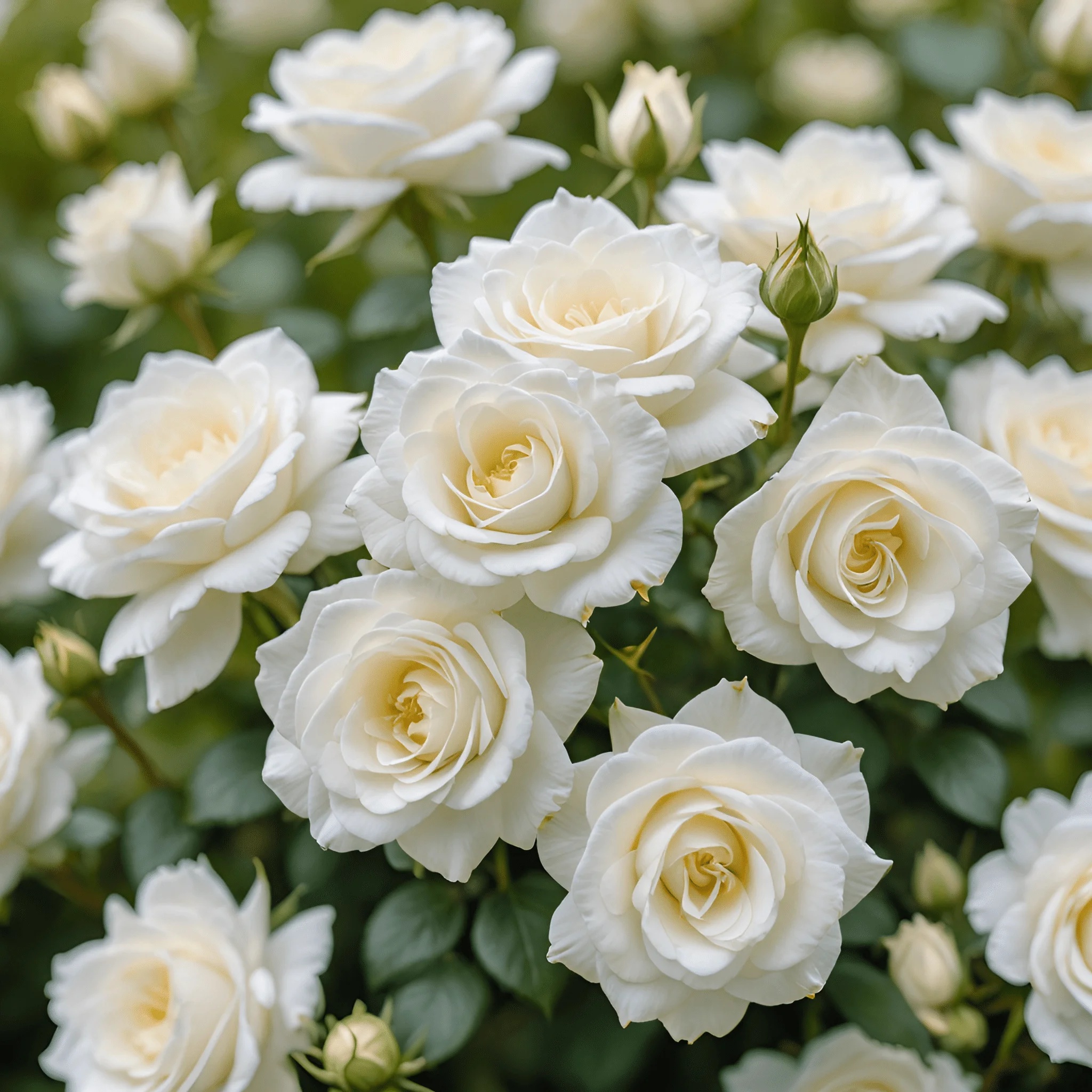 White Rose Bush with Multiple Blooms - Free Download - AI Scribbles
