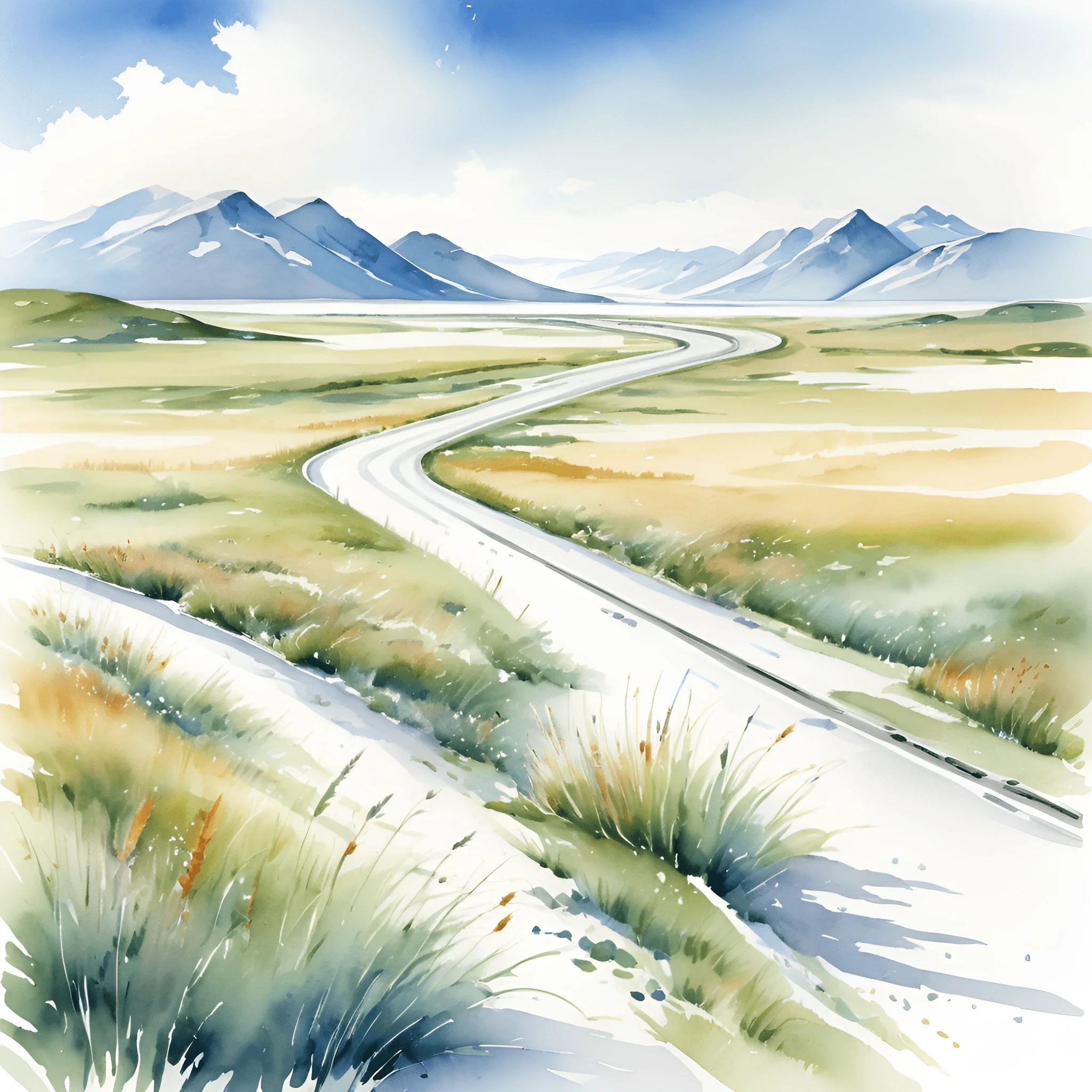 Serene Landscape with Winding Road - Free Download - AI Scribbles