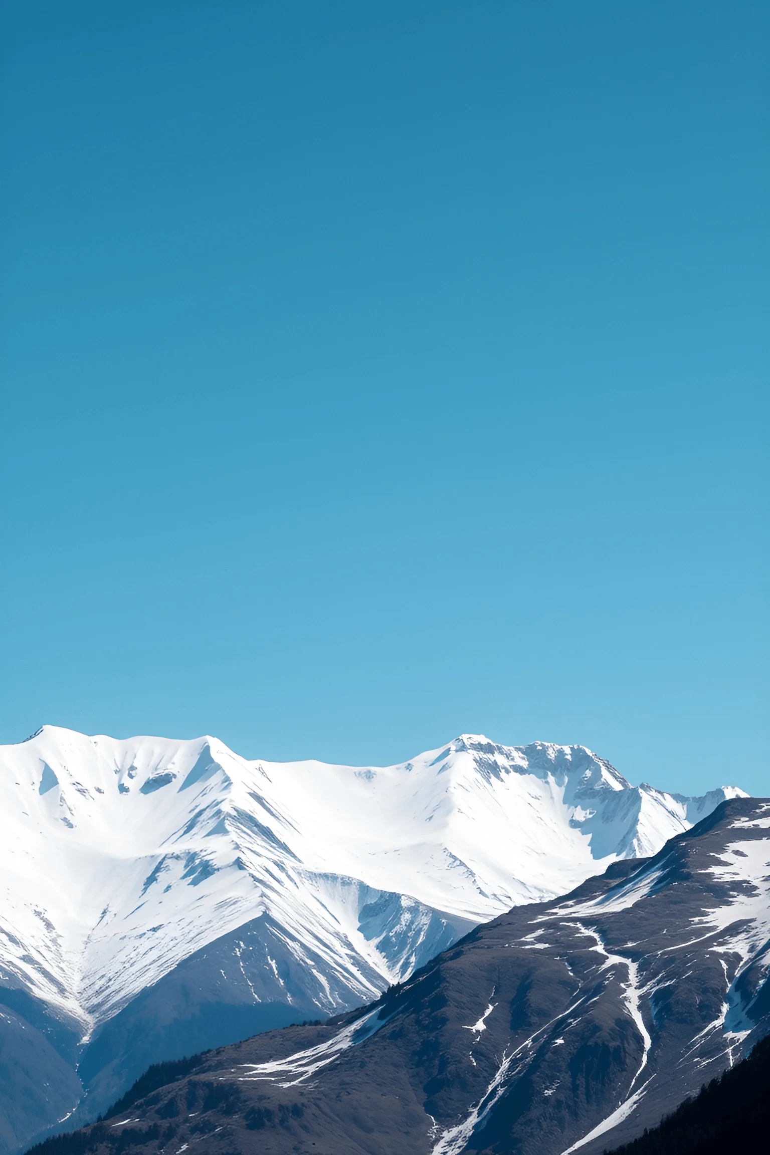 Snow-Capped Mountain Range Under Clear Blue Sky - Free Download - AI ...