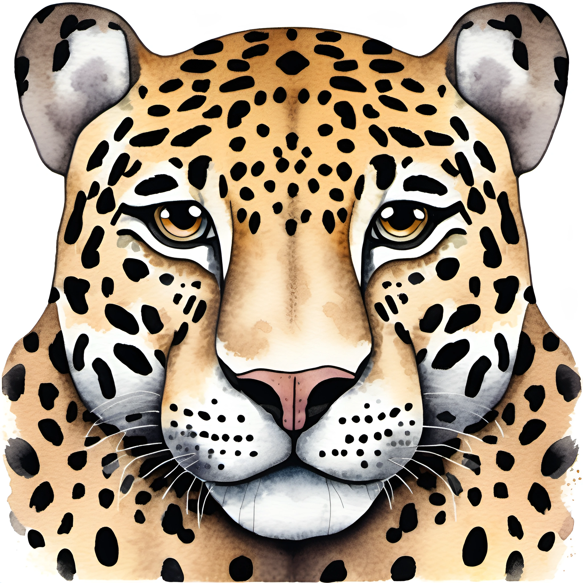 Leaopard Head Watercolor Leopard Head Art - Free Download - AI Scribbles