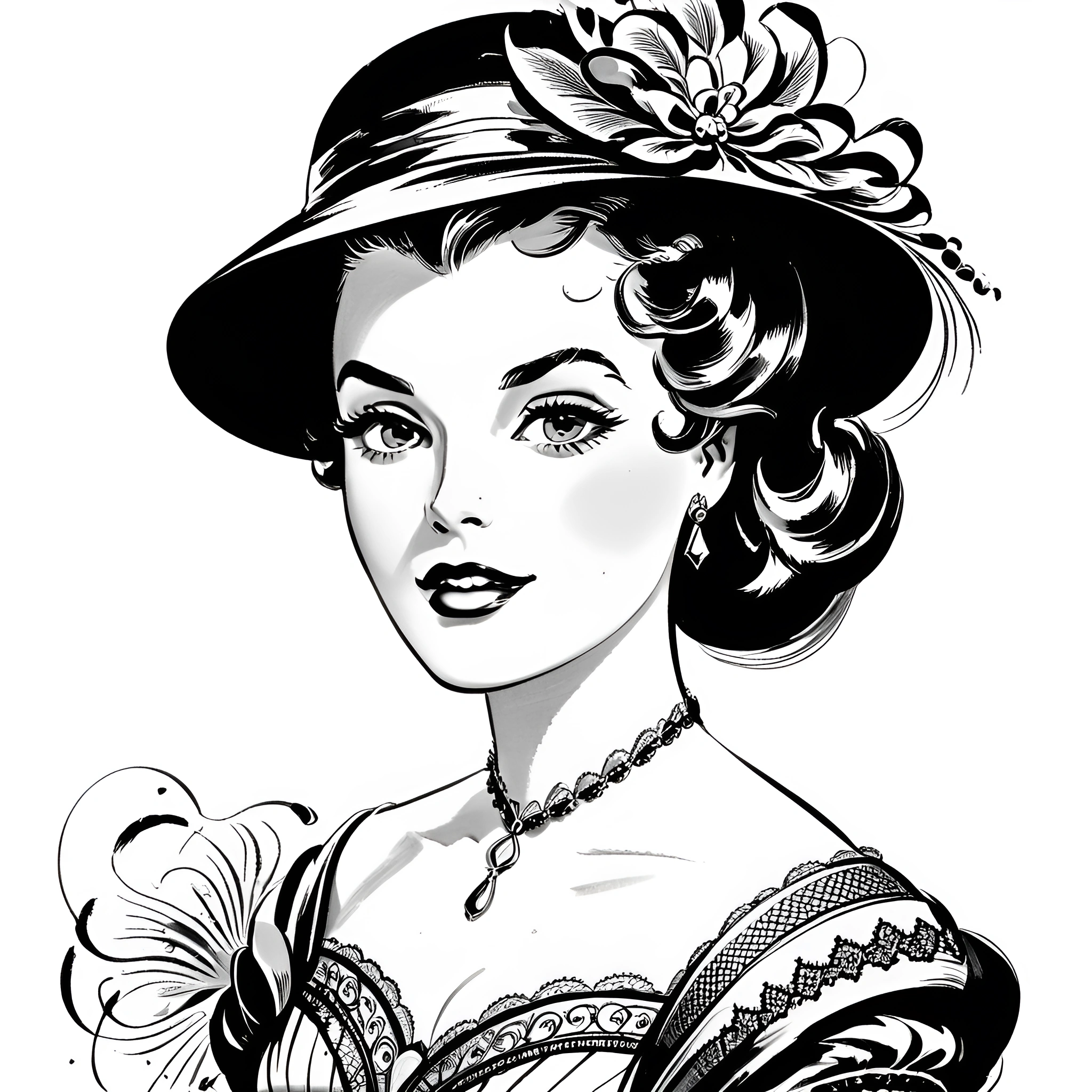Vintage Portrait of Elegant Woman in Hat - Free Download - AI Scribbles
