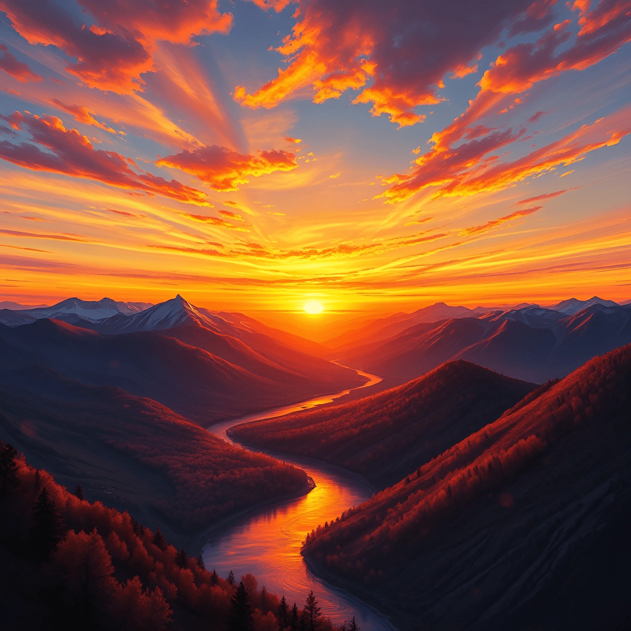 Sunset Over Serene River - Free Download - AI Scribbles