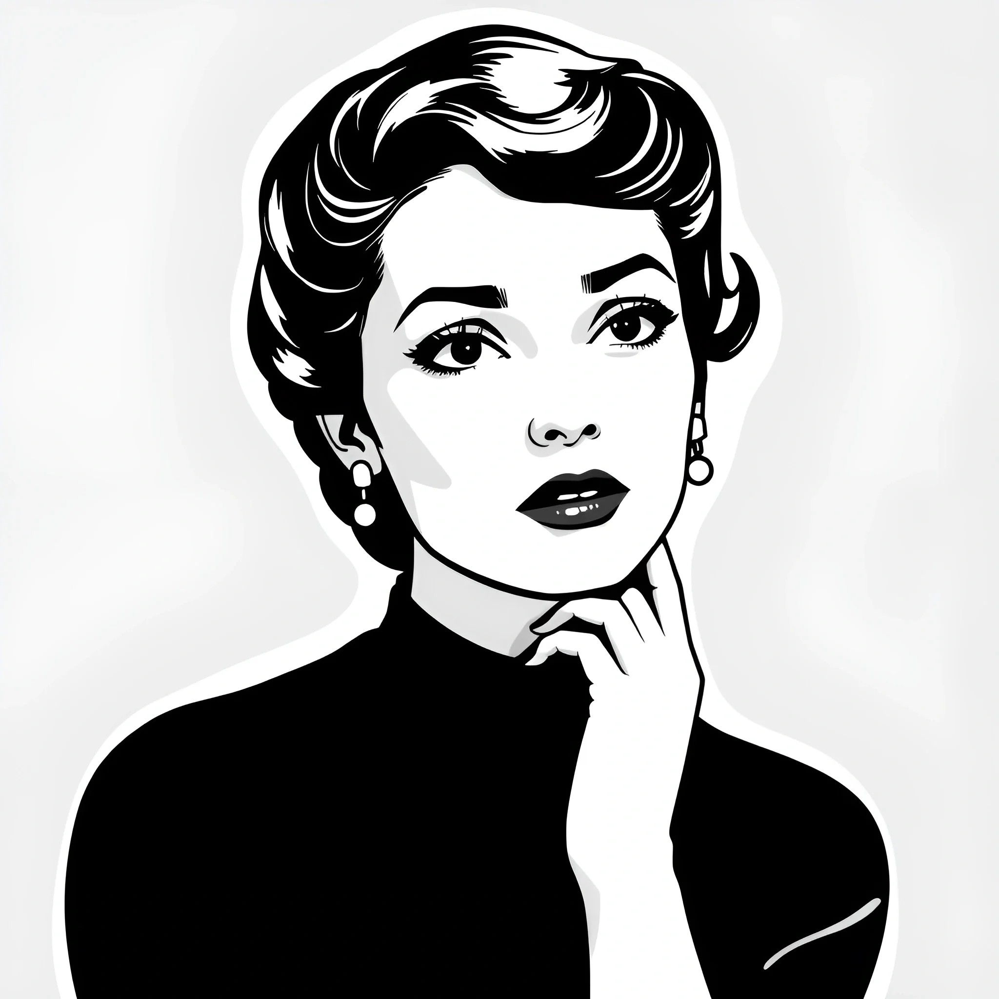 Vintage Black and White Portrait Illustration of Woman - Free Download ...