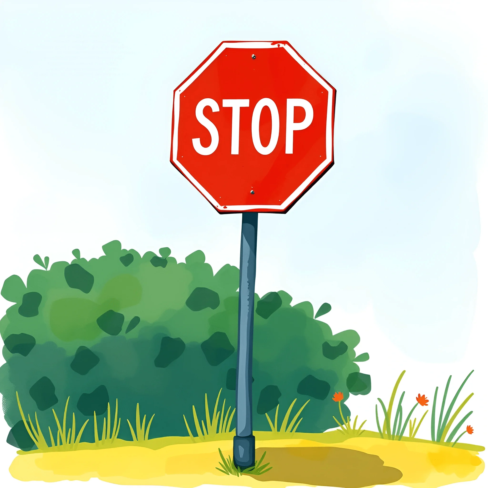 Stop Sign Plus Post Octagonal Stop Sign on Post - Free Download - AI Scribbles