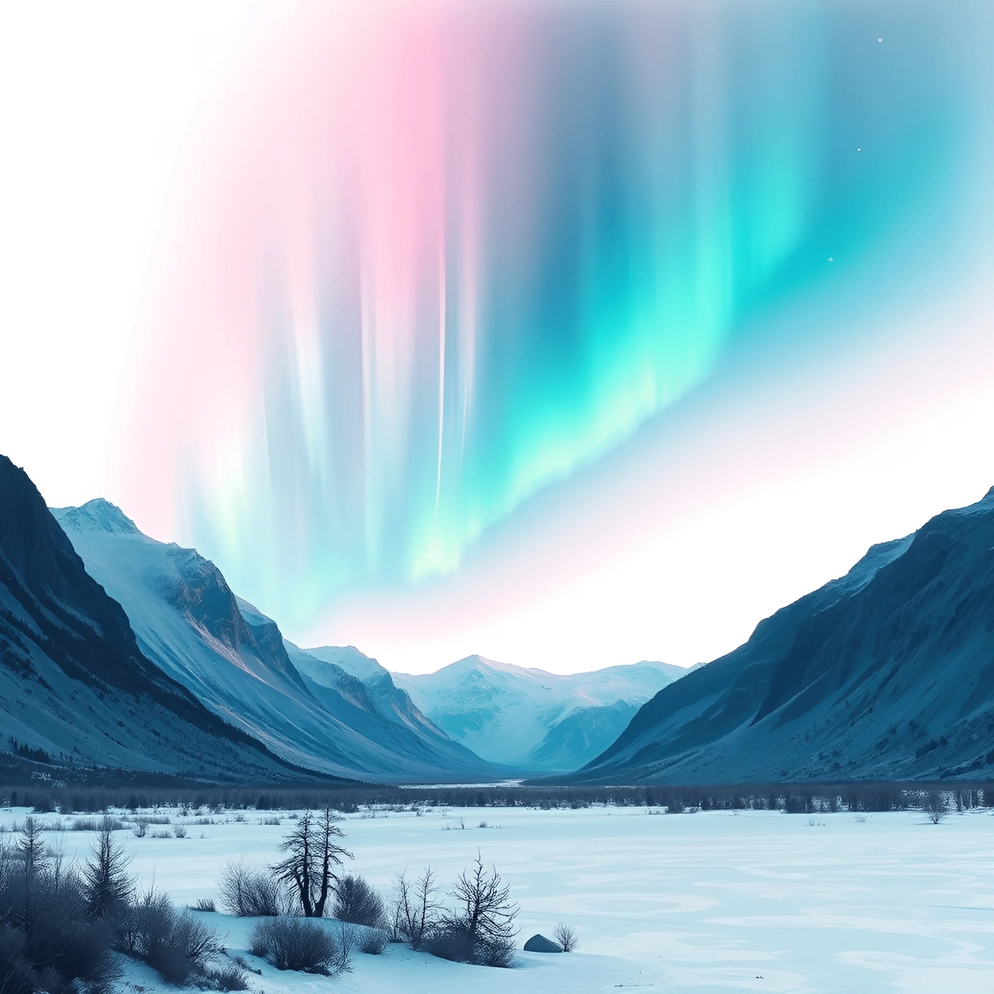 Aurora Borealis Over Mountain Valley - Free Download - AI Scribbles