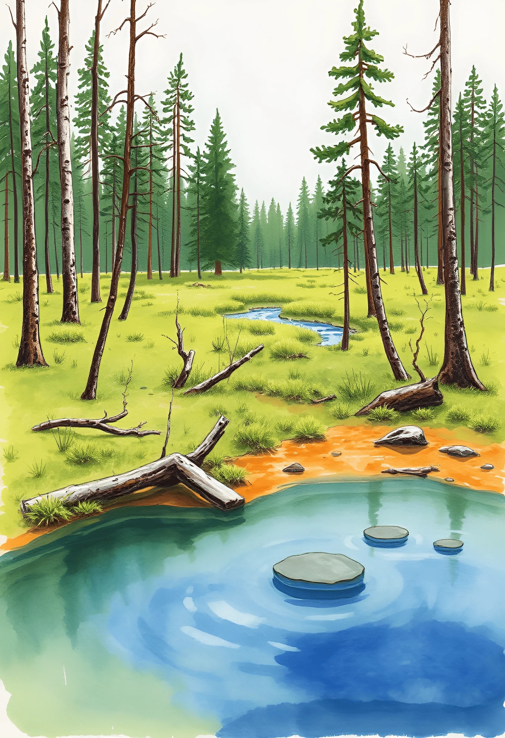 Serene Forest Landscape with Stream and Stones - Free Download - AI ...