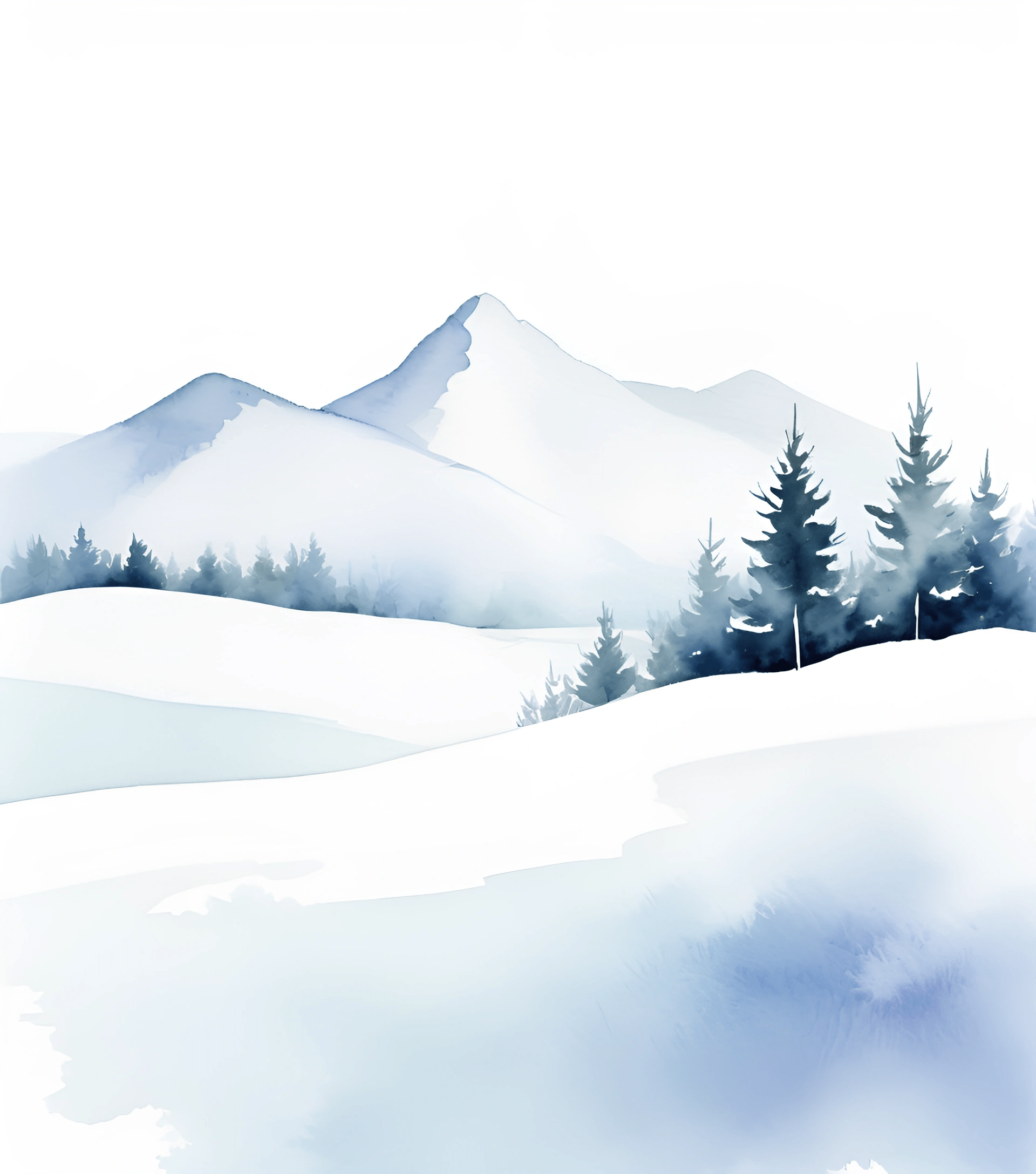 Winter Mountain Scene Watercolor Painting - Free Download - AI Scribbles