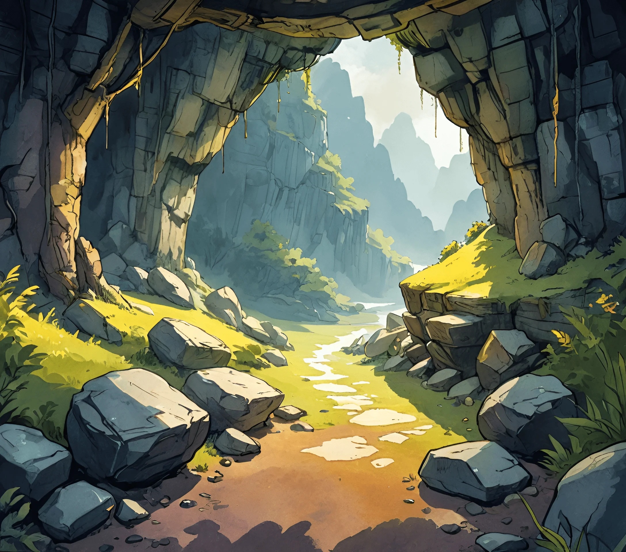 Serene Cave Entrance Overlooking a Mountain Stream - Free Download - AI ...