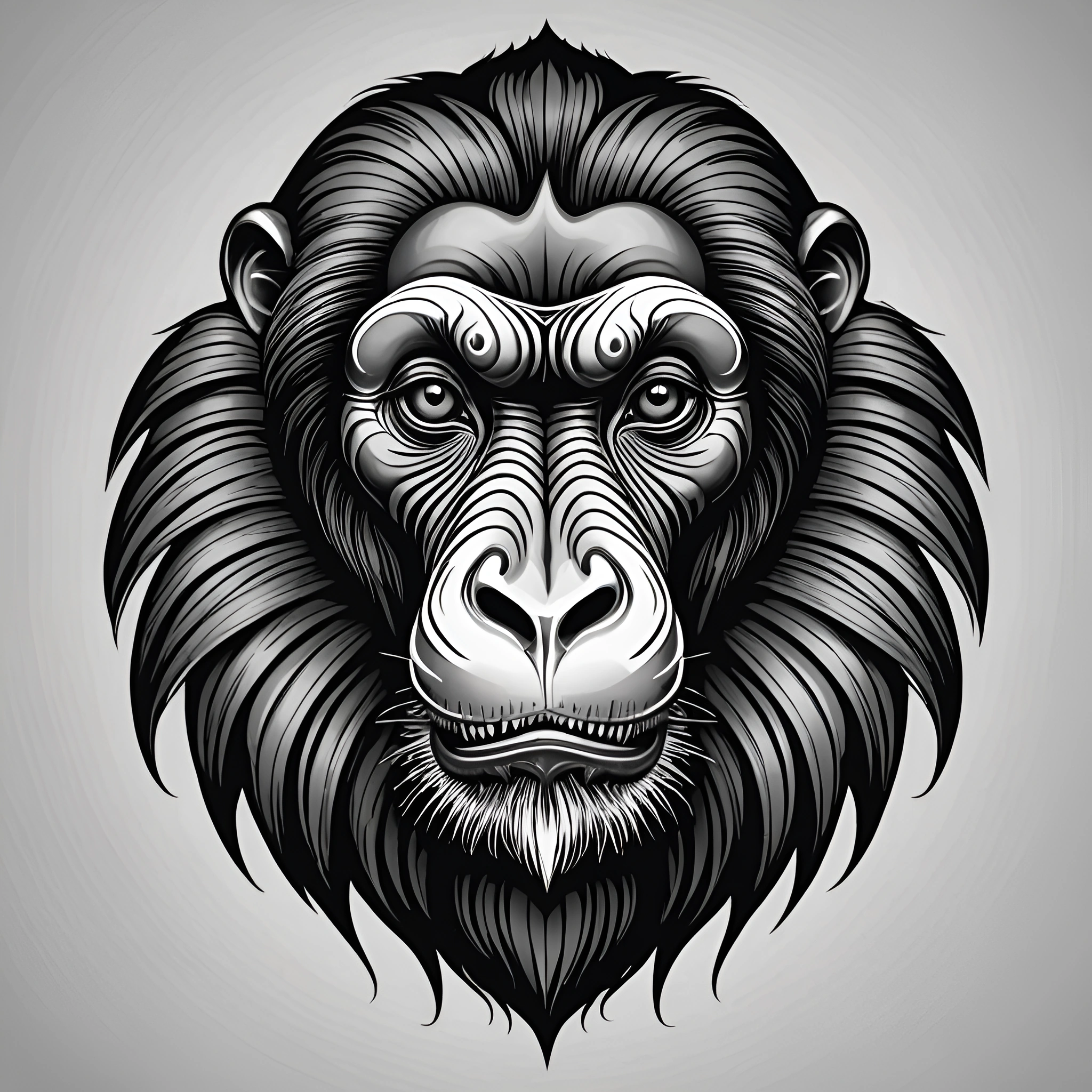 Stylized Gorilla Head Illustration - Free Download - AI Scribbles