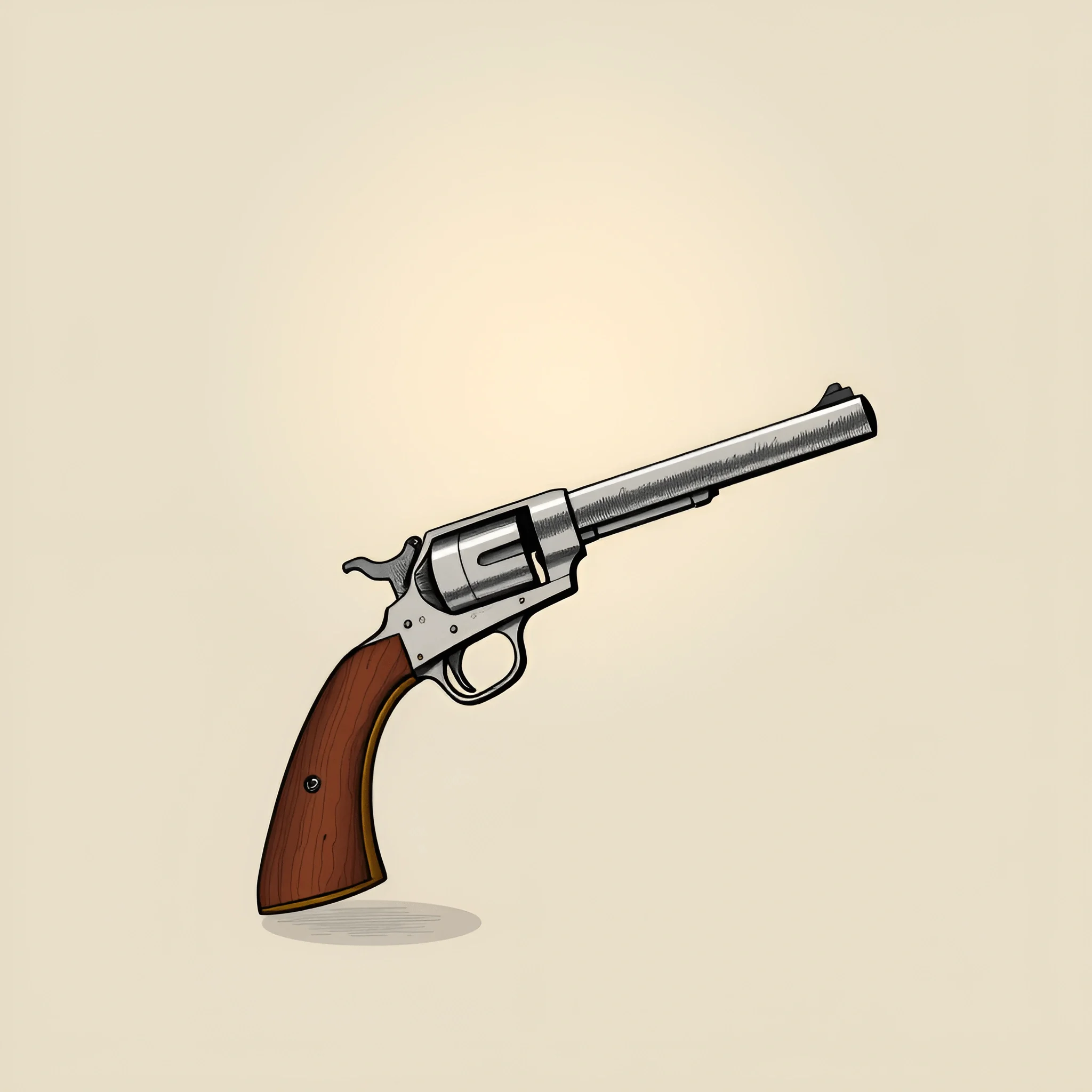 Illustration of a Revolver with Wooden Grip - Free Download - AI Scribbles