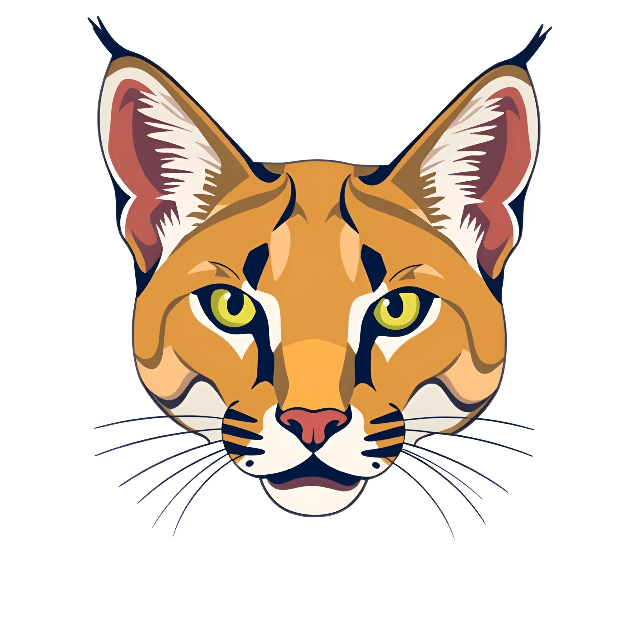 Vector Illustration Of Caracal Cat Face - Free Download - AI Scribbles