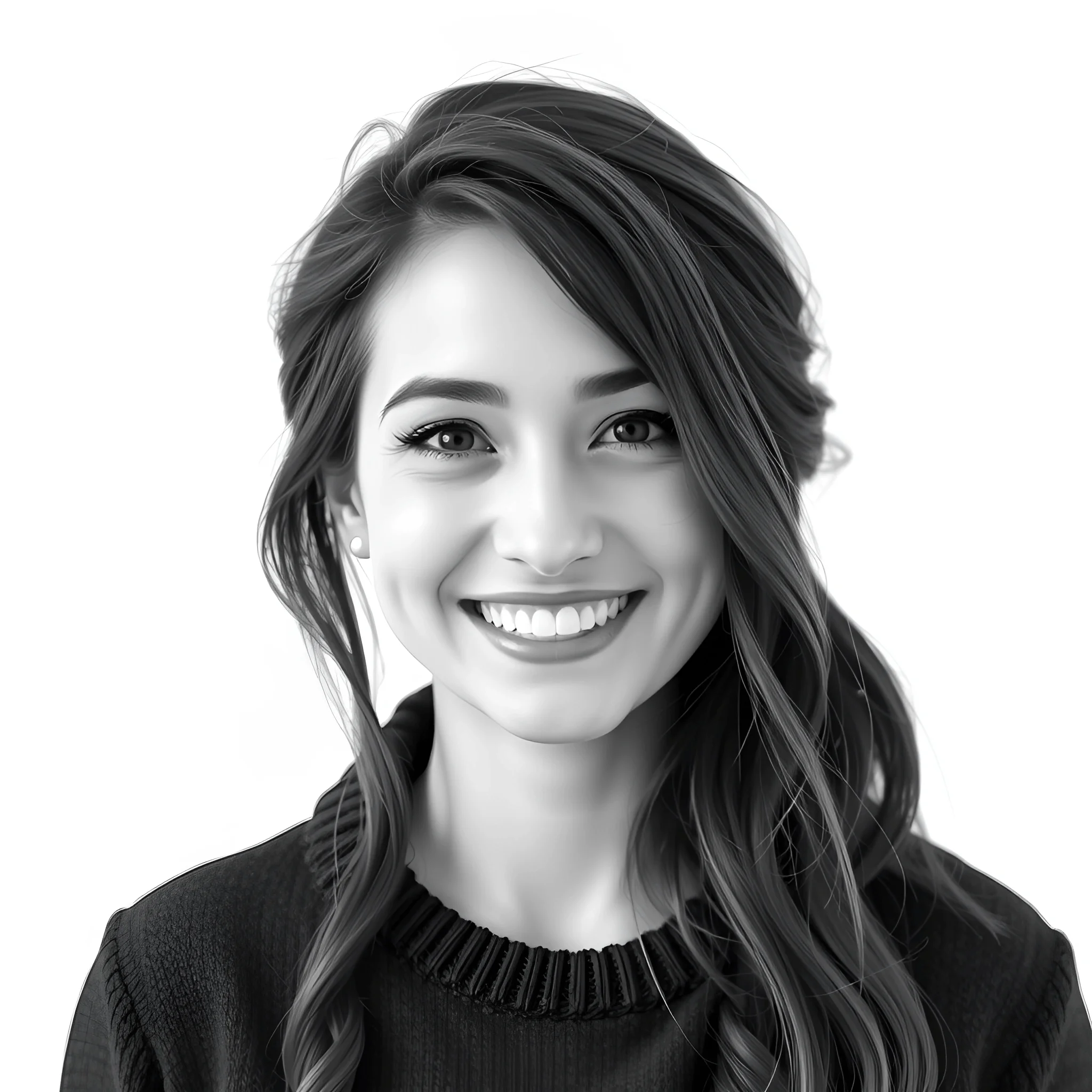 Black and White Portrait of Smiling Woman - Free Download - AI Scribbles