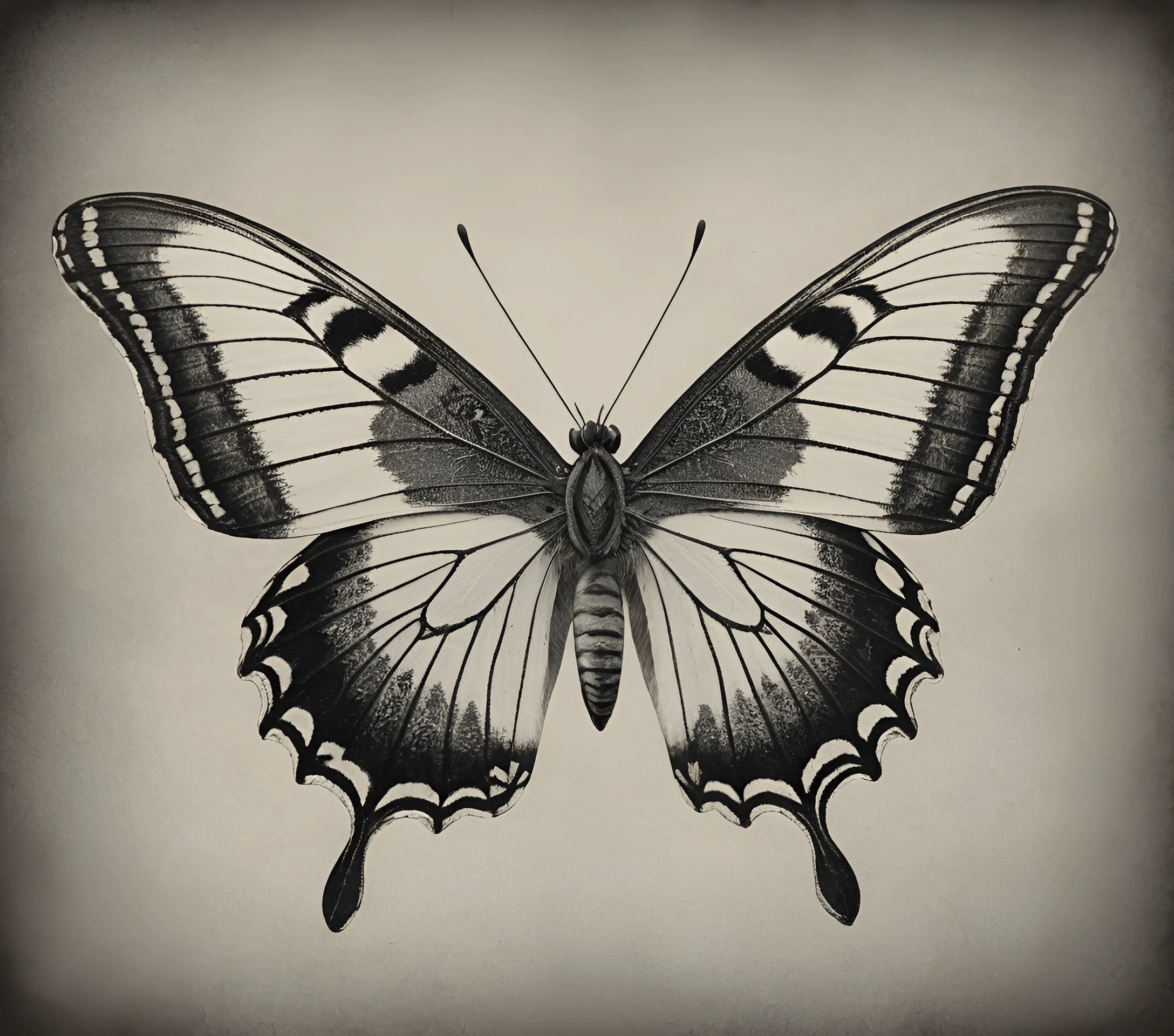 Detailed Black and White Illustration of a Butterfly - Free Download ...