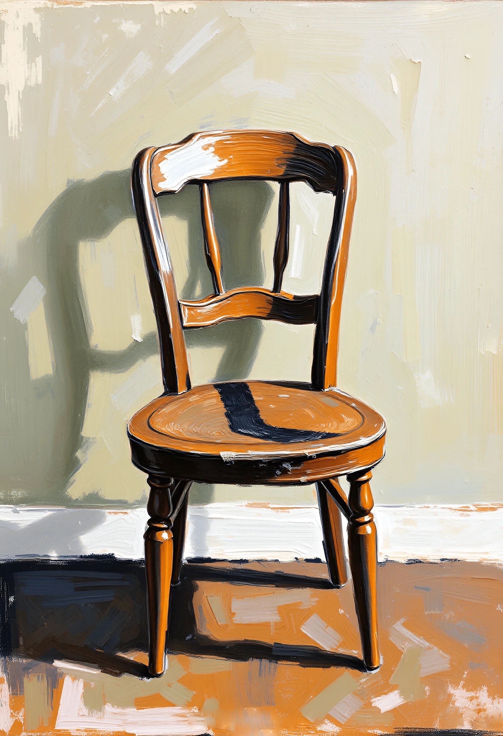Wooden Chair With Shadow Painting - Free Download - AI Scribbles