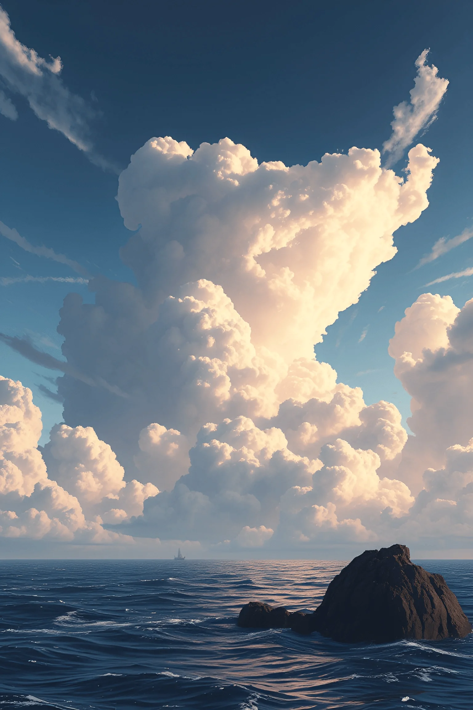 Majestic Cloud Formation Over Ocean - Free Download - AI Scribbles