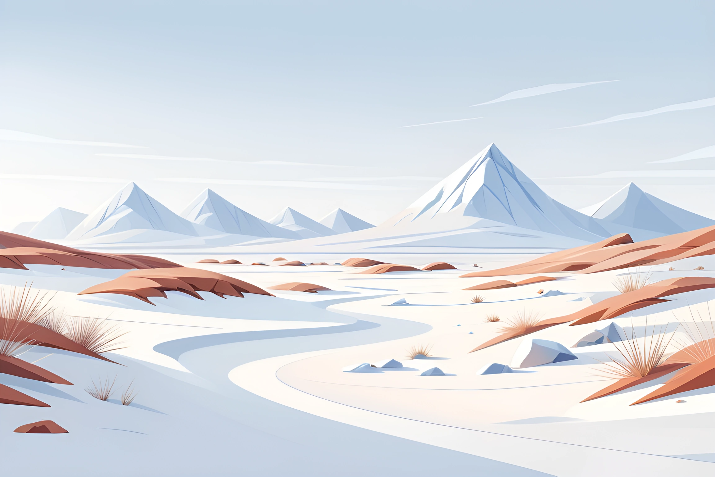 Minimalist Winter Landscape - Free Download - AI Scribbles