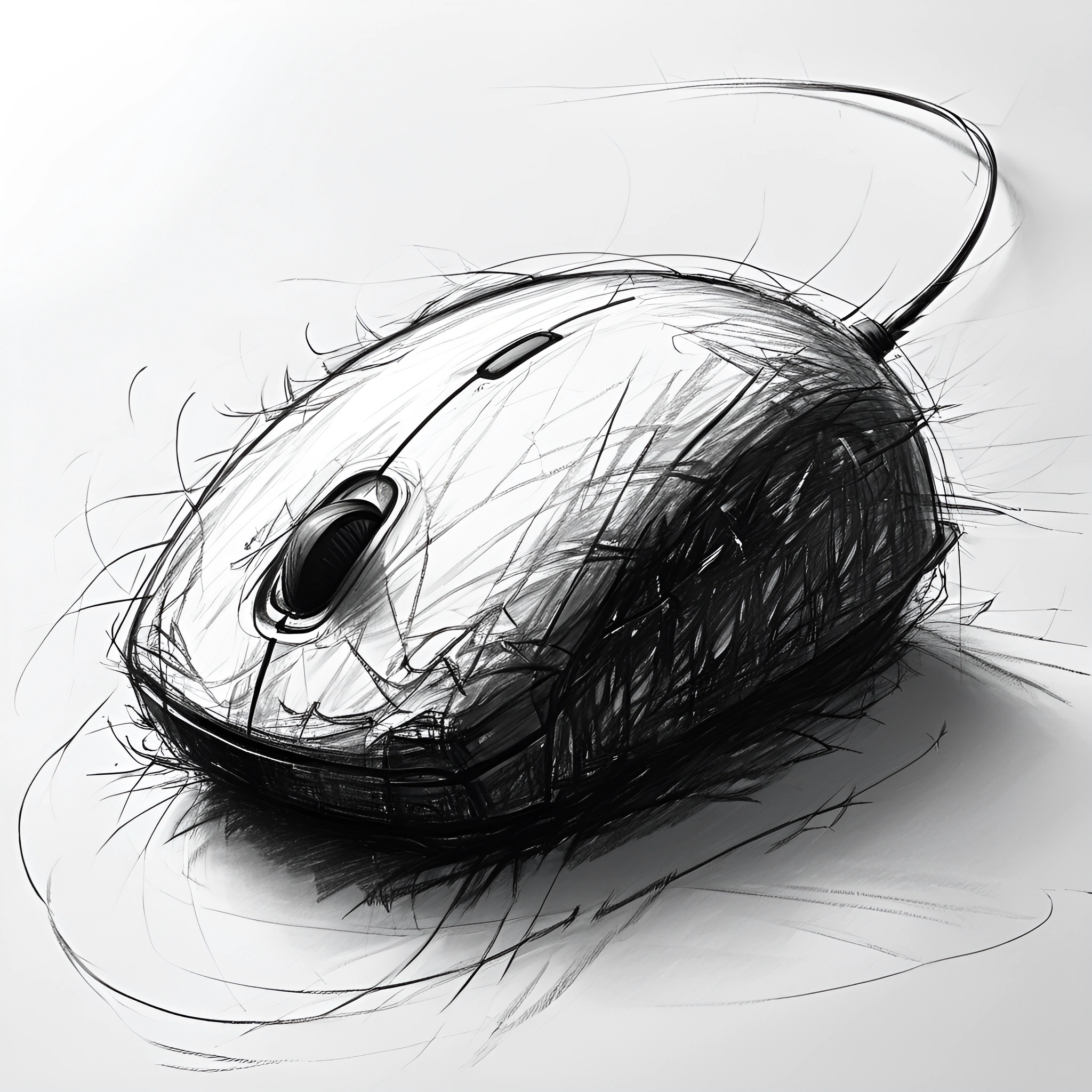 Computer Mouse Complex Drawing Stylized Sketch of Computer Mouse - Free Download - AI Scribbles