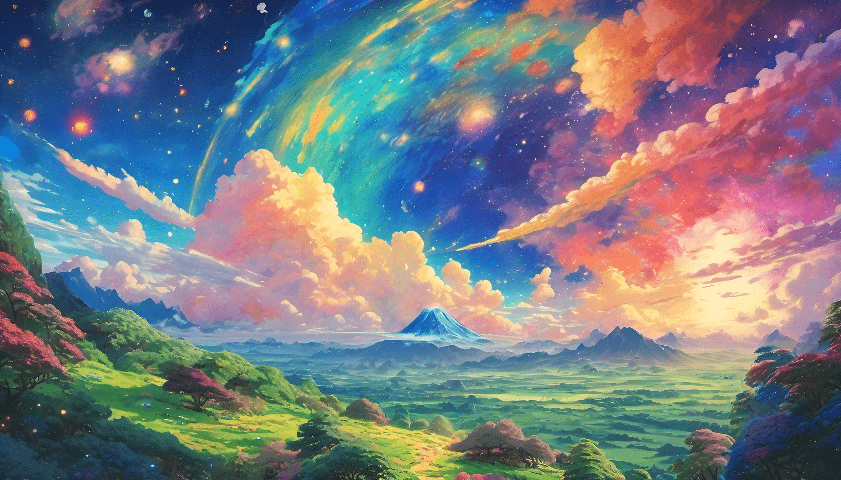 Colorful Fantasy Landscape Painting - Free Download - AI Scribbles