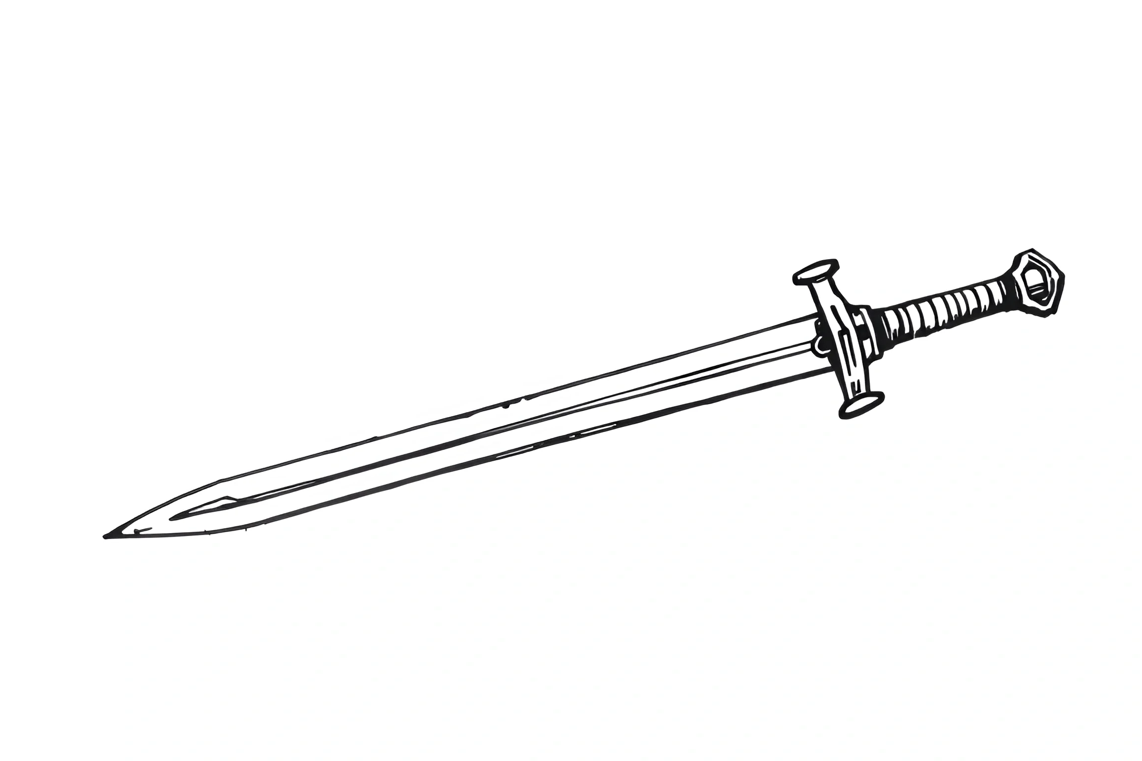 Medieval Longsword Line Drawing - Free Download - AI Scribbles