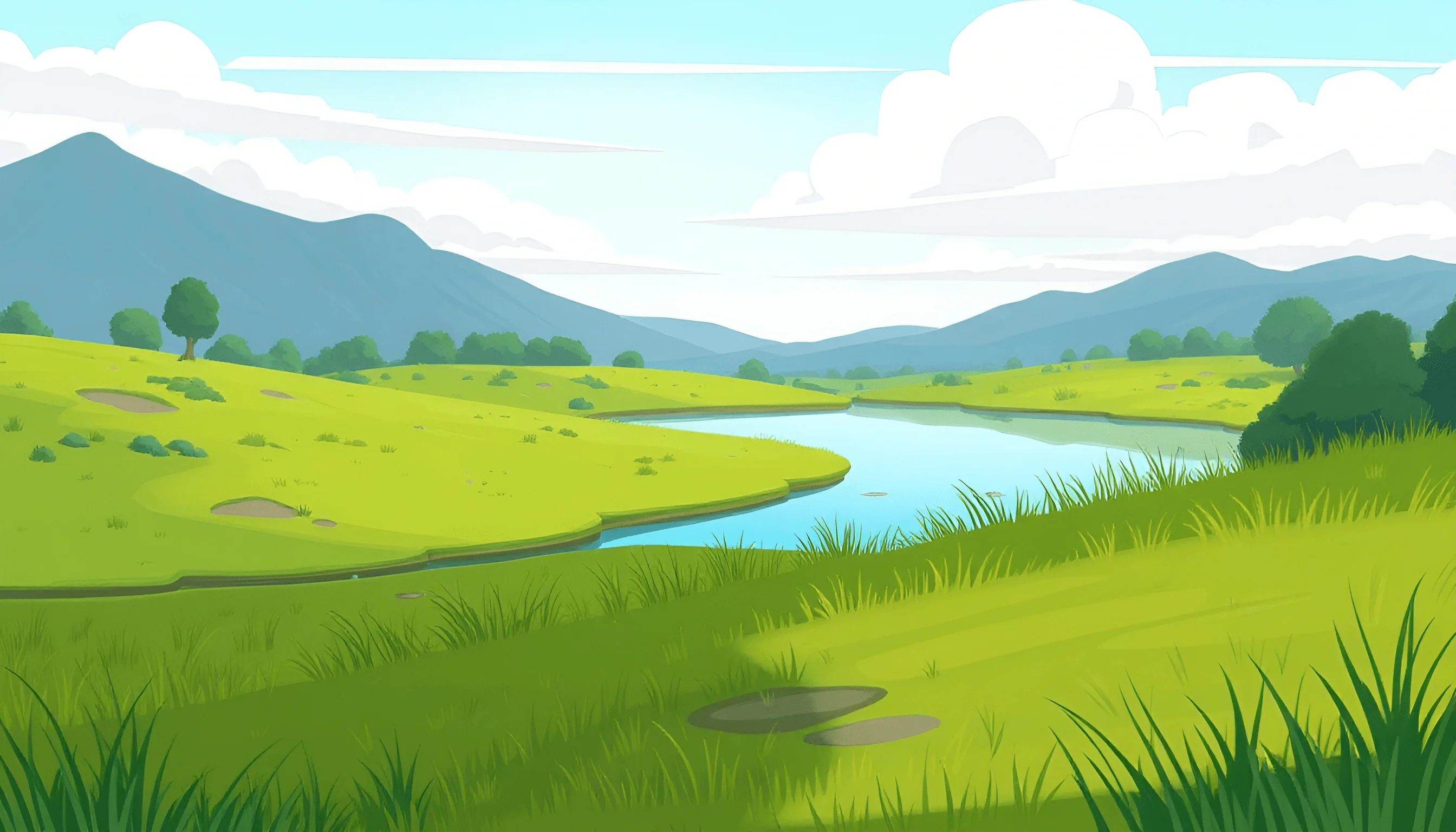 Animated River Valley Landscape with Mountains - Free Download - AI ...