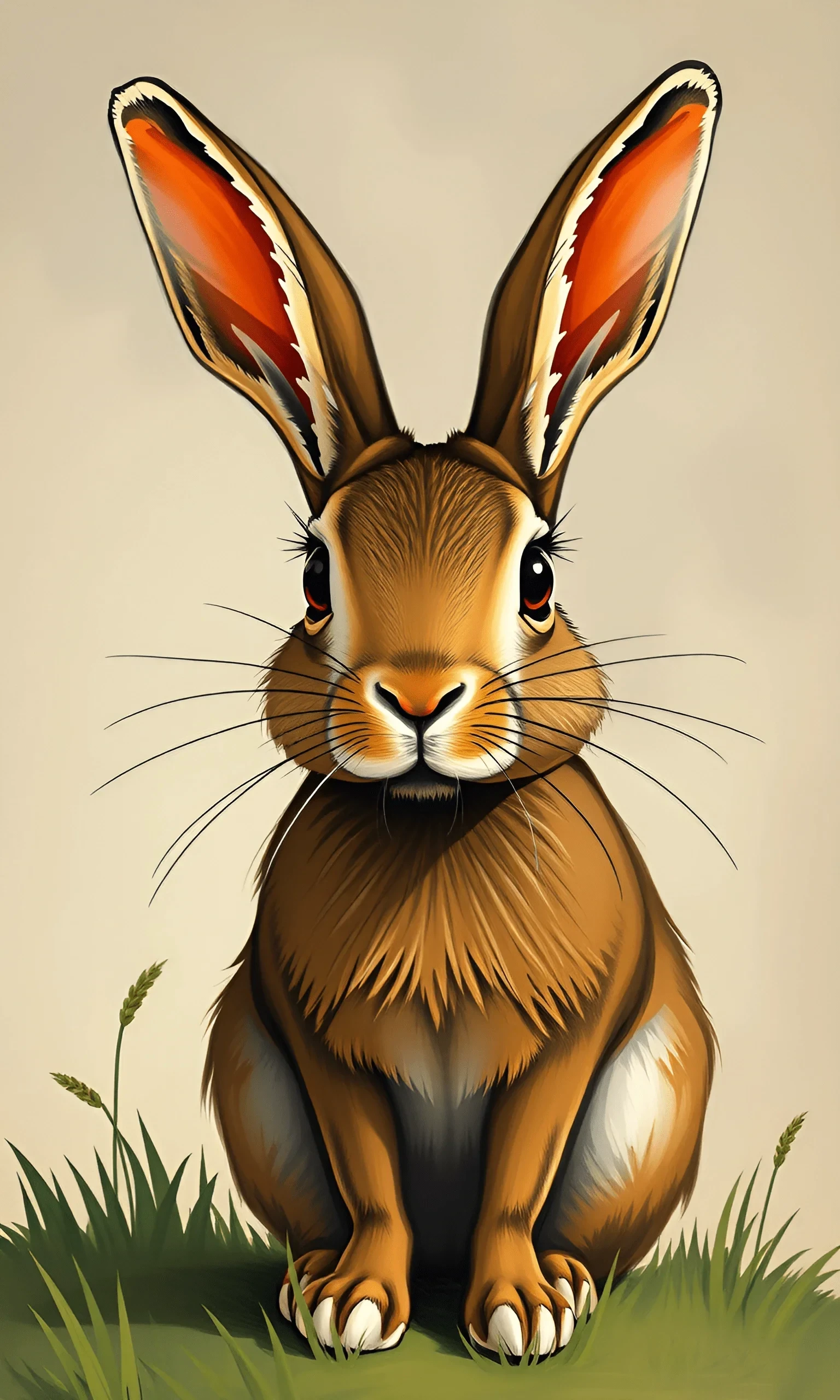 Free Rabbit Illustrations Digital Illustration Of Brown Rabbit Sitting On Grass - Free Download ...