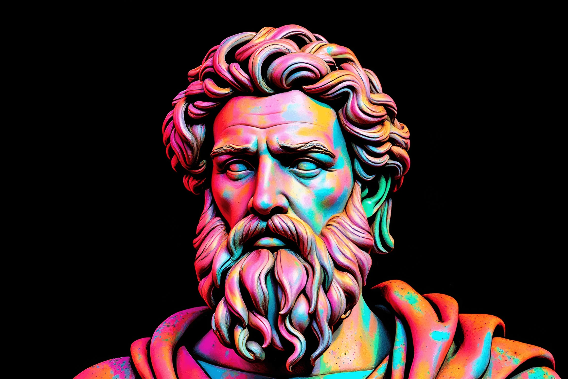 Colorful Neon Roman Bust Sculpture - Free Download - AI Scribbles
