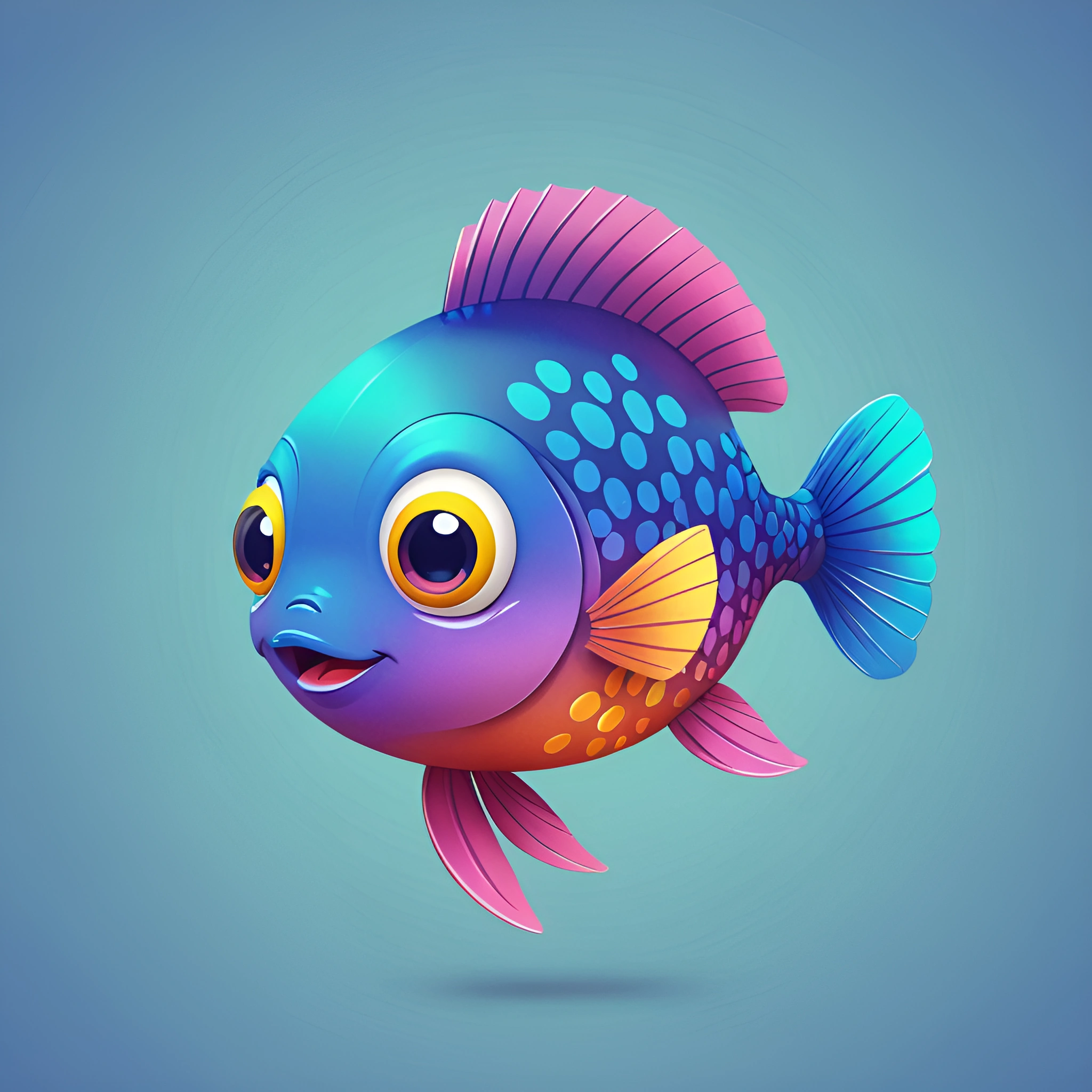Scale Cute Cute Cartoon Fish with Colorful Scales - Free Download - AI Scribbles