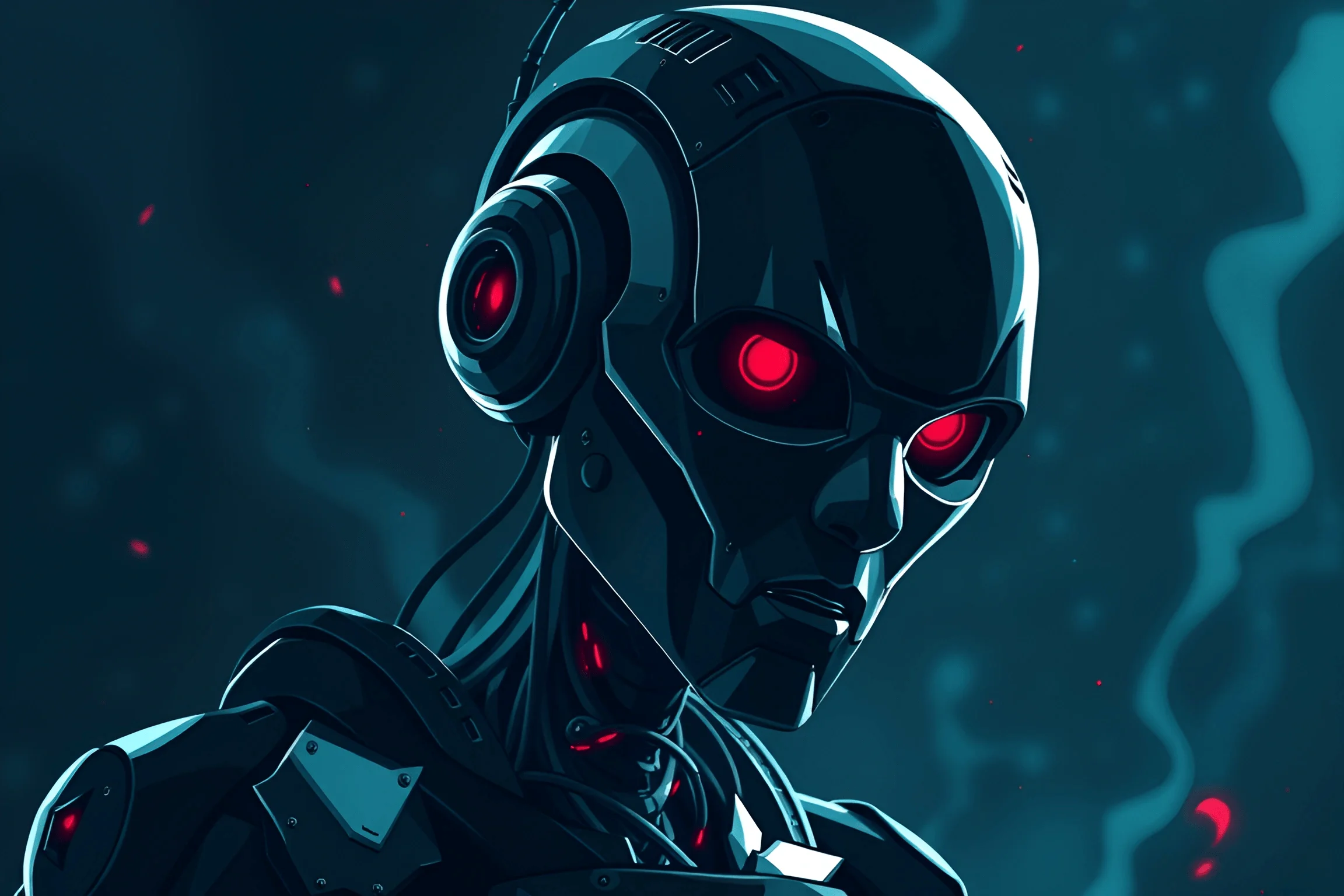 Futuristic Android with Red LED Eyes - Free Download - AI Scribbles