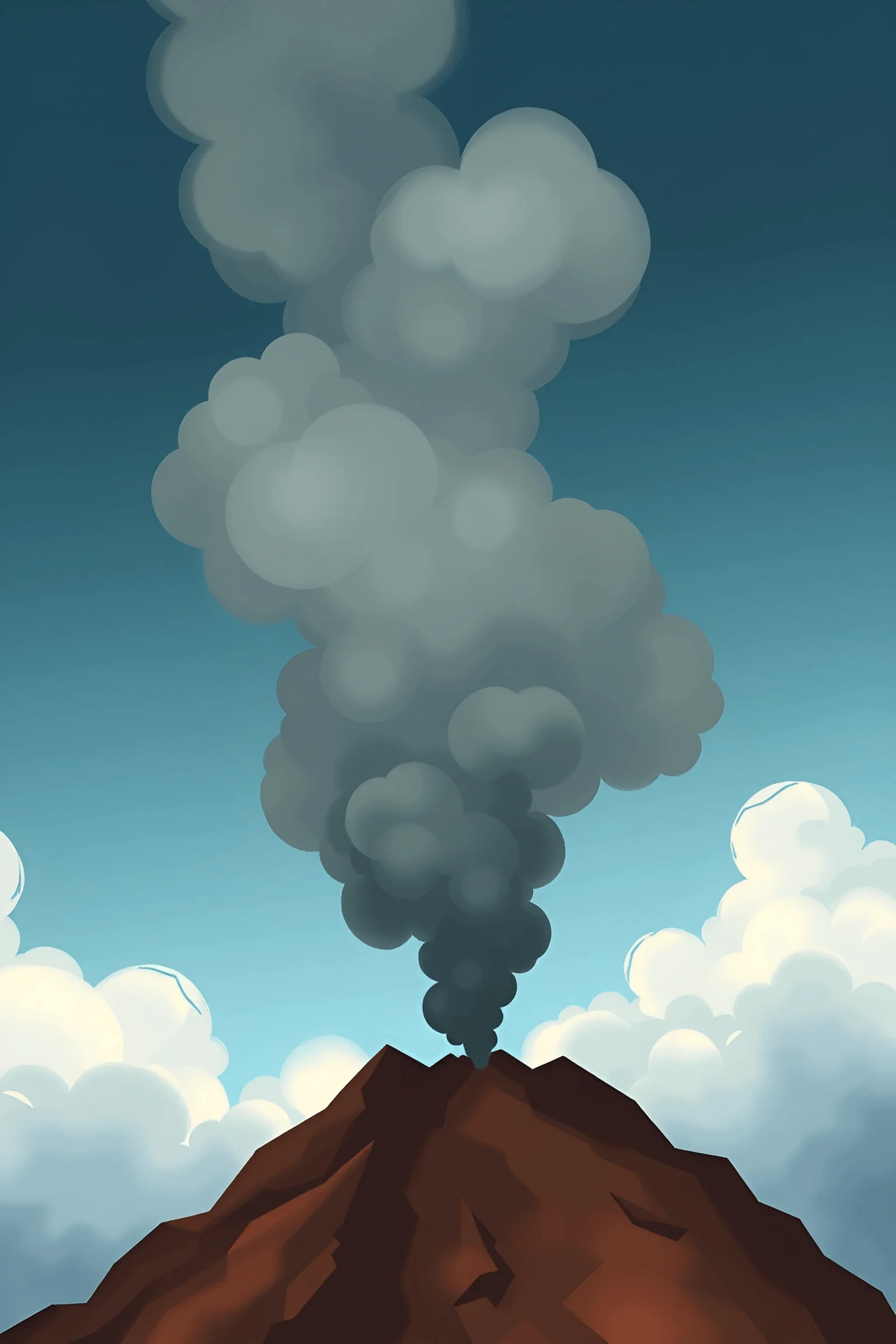 Volcano Eruption with Smoke Plume Under Blue Sky - Free Download - AI ...