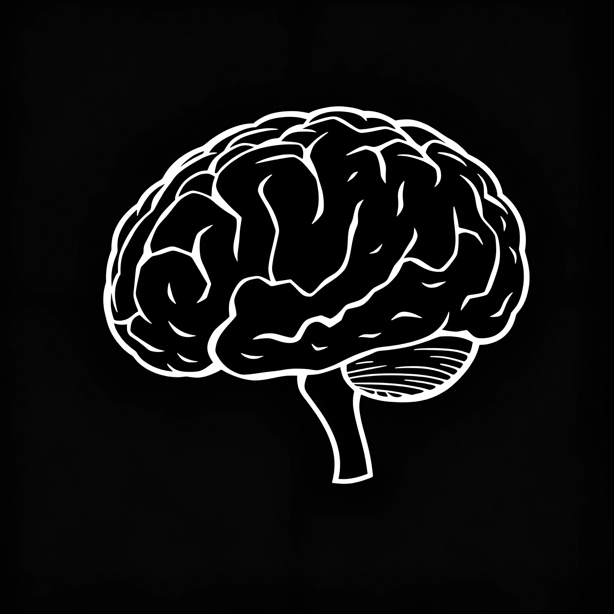 Black and White Brain Outline Illustration - Free Download - AI Scribbles