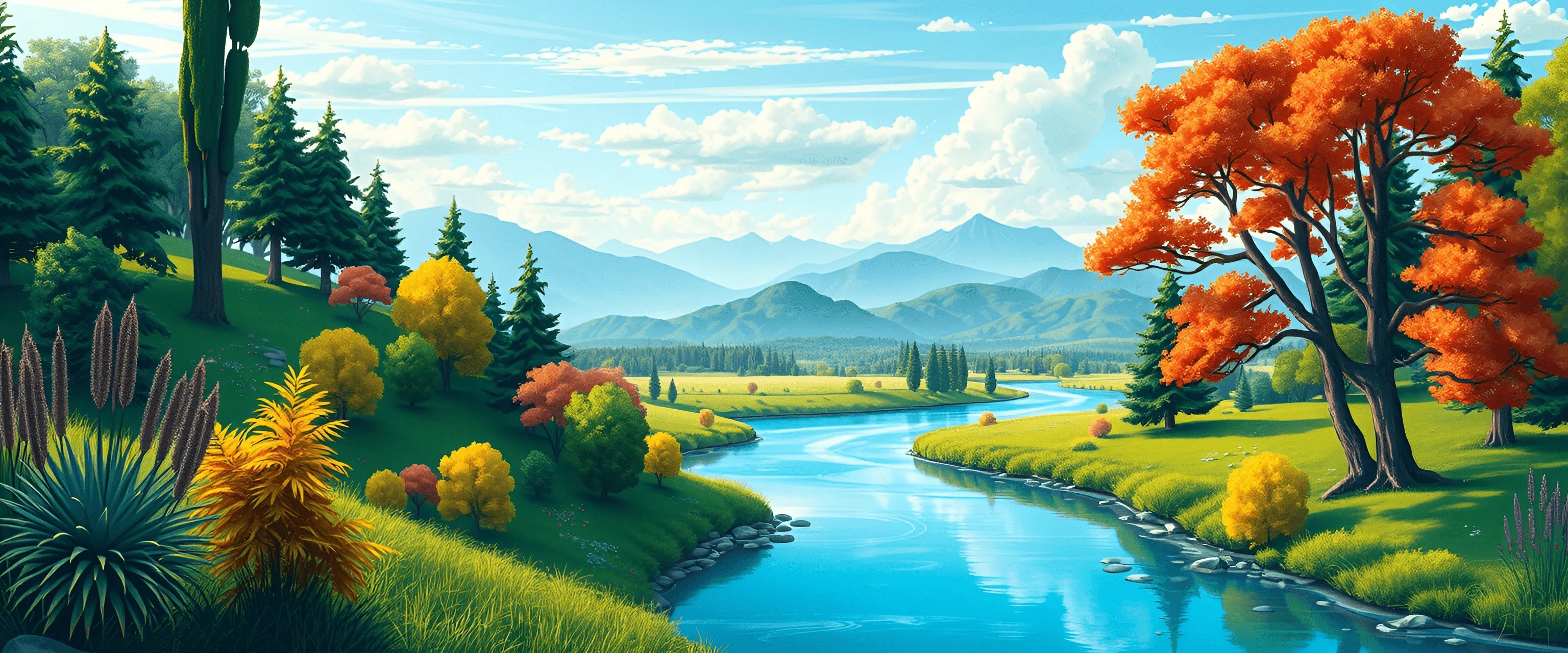 Autumn Landscape with River - Free Download - AI Scribbles