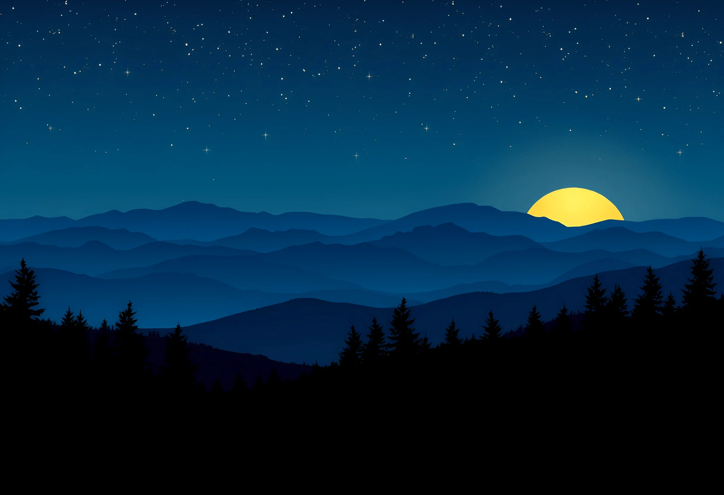 Mountain Sunrise with Starry Night Sky - Free Download - AI Scribbles