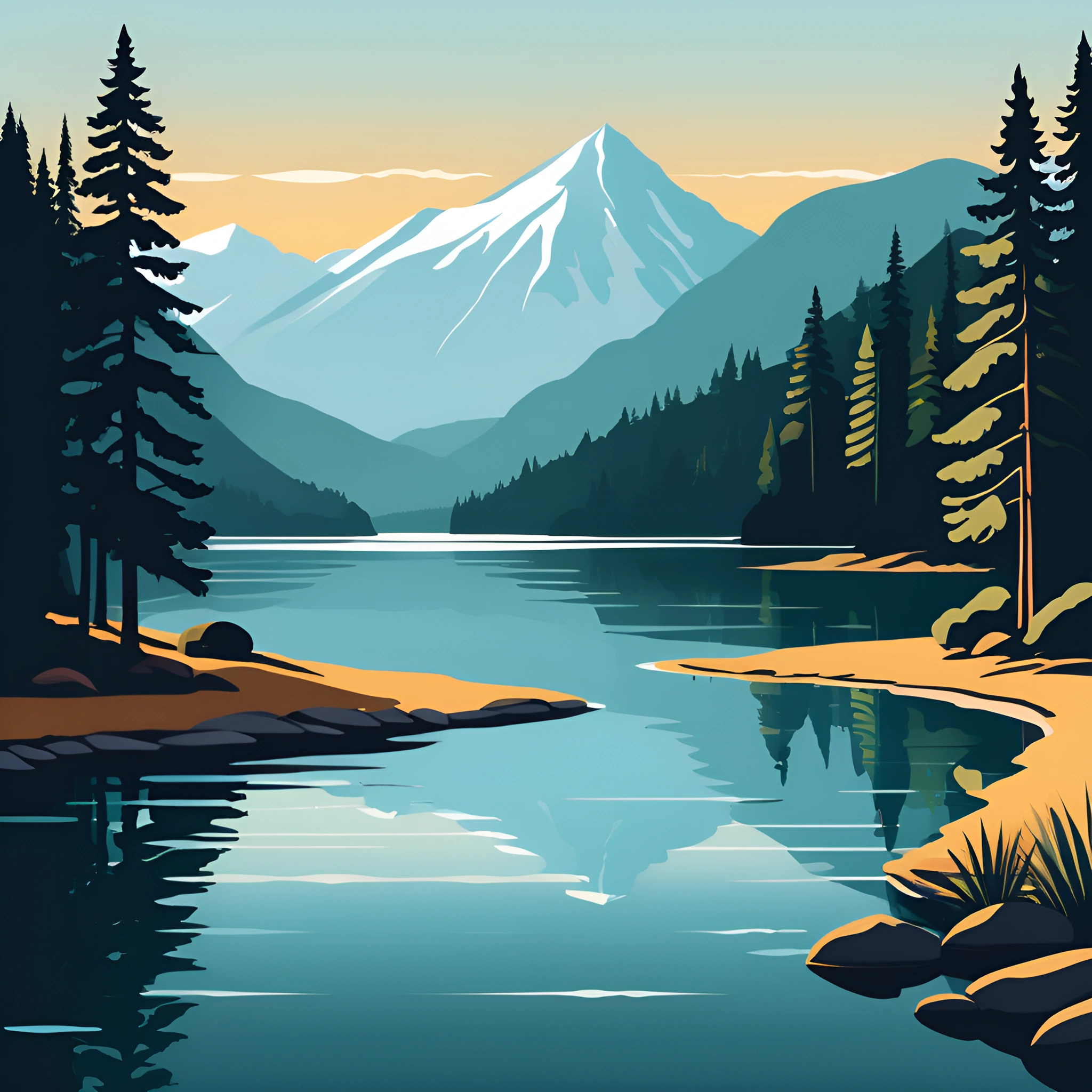 Serene Mountain Lake Landscape - Free Download - AI Scribbles