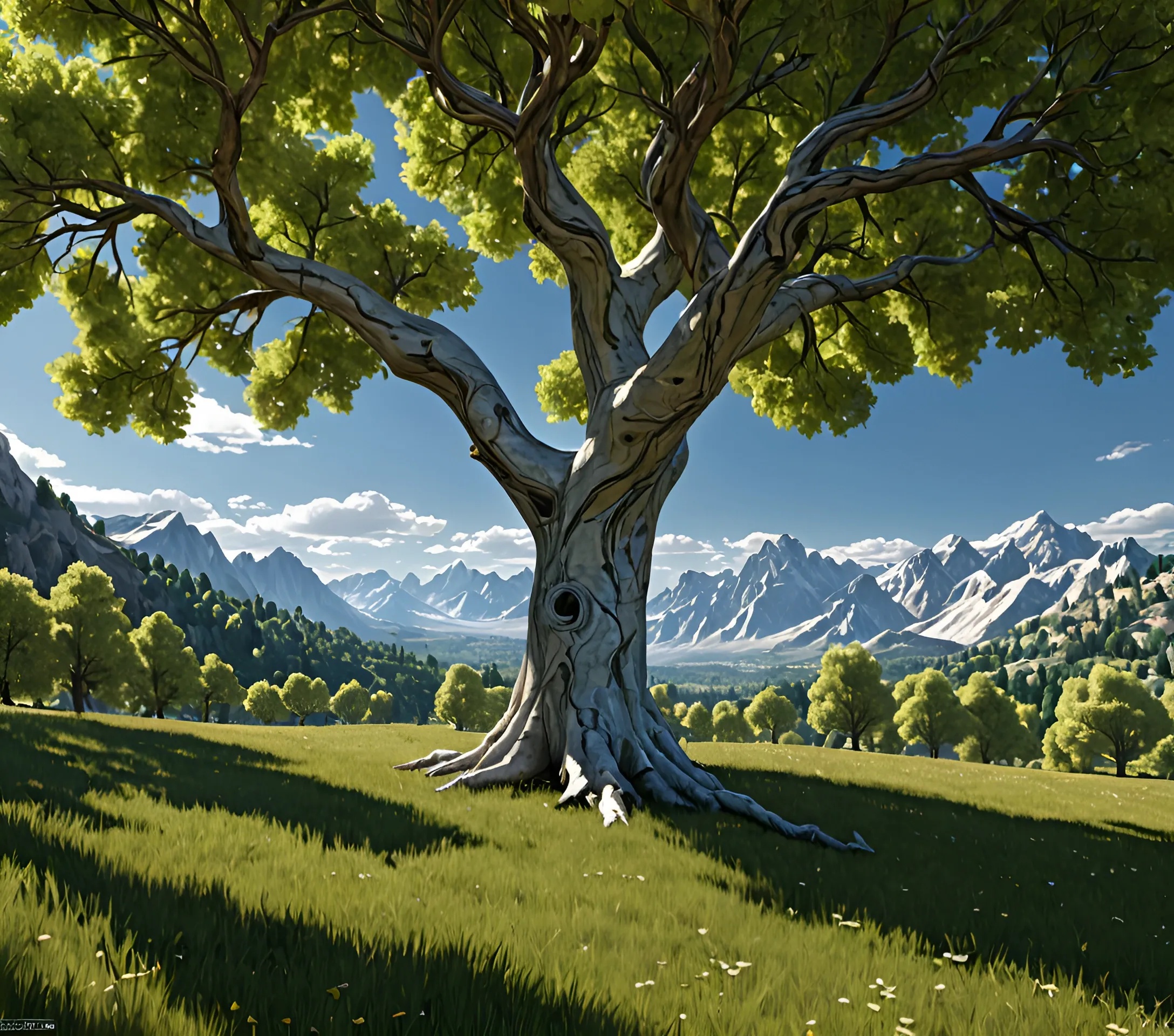 Tree Scenic Majestic Tree in a Mountain Landscape - Free Download - AI Scribbles
