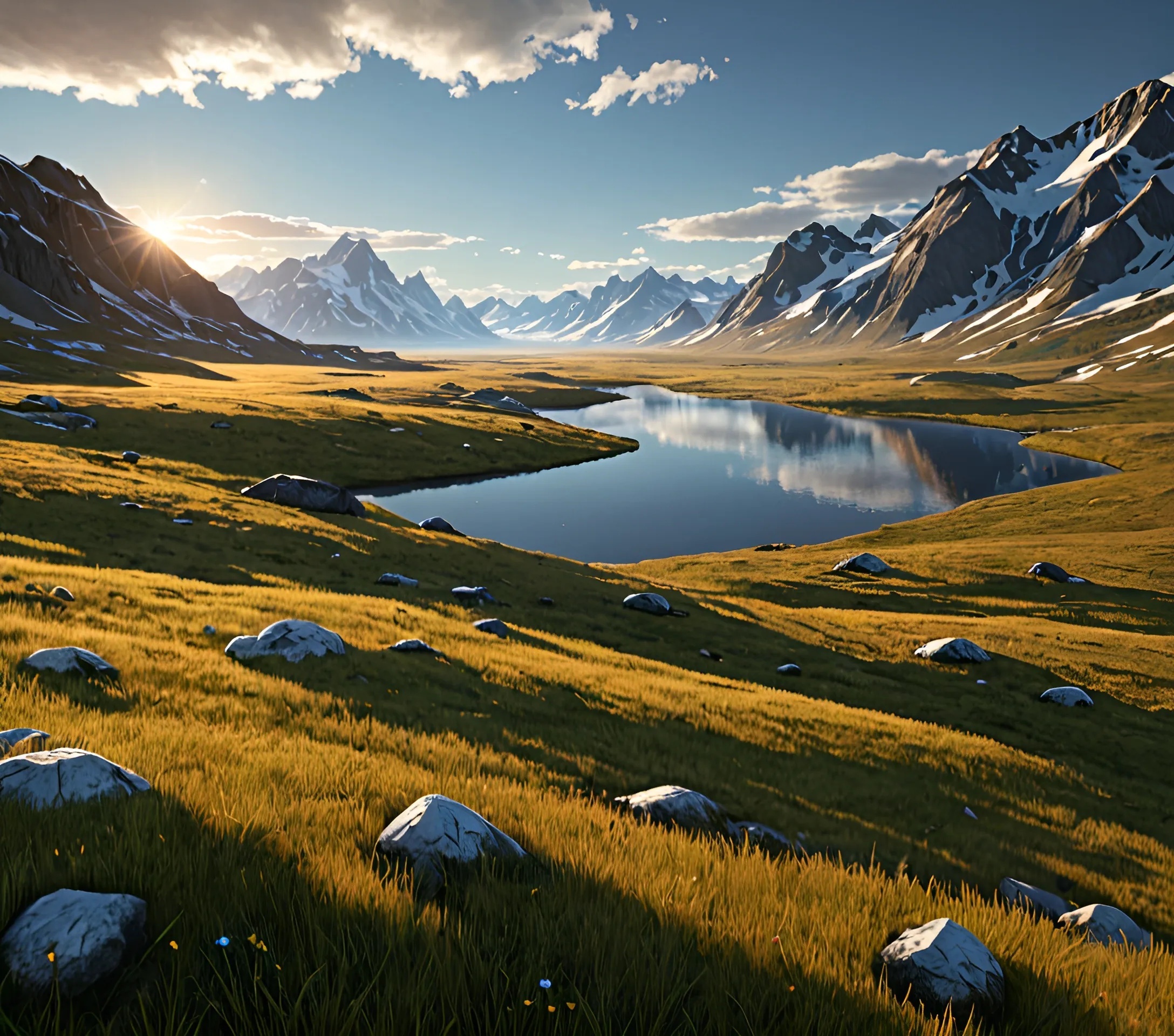 Serene Mountain Landscape at Sunset - Free Download - AI Scribbles