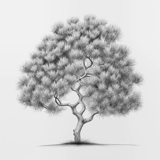 a drawing of a tree with a single branch on it