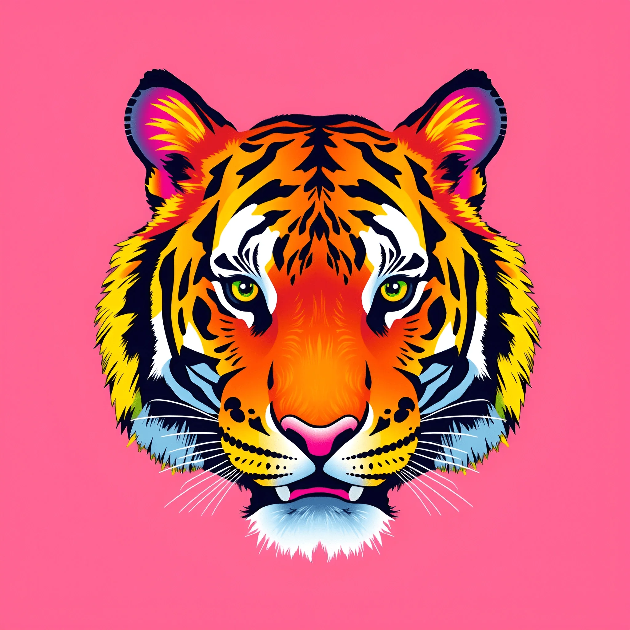 Pink Tiger Vector Vector Illustration of Tiger Head on Pink Background - Free Download ...