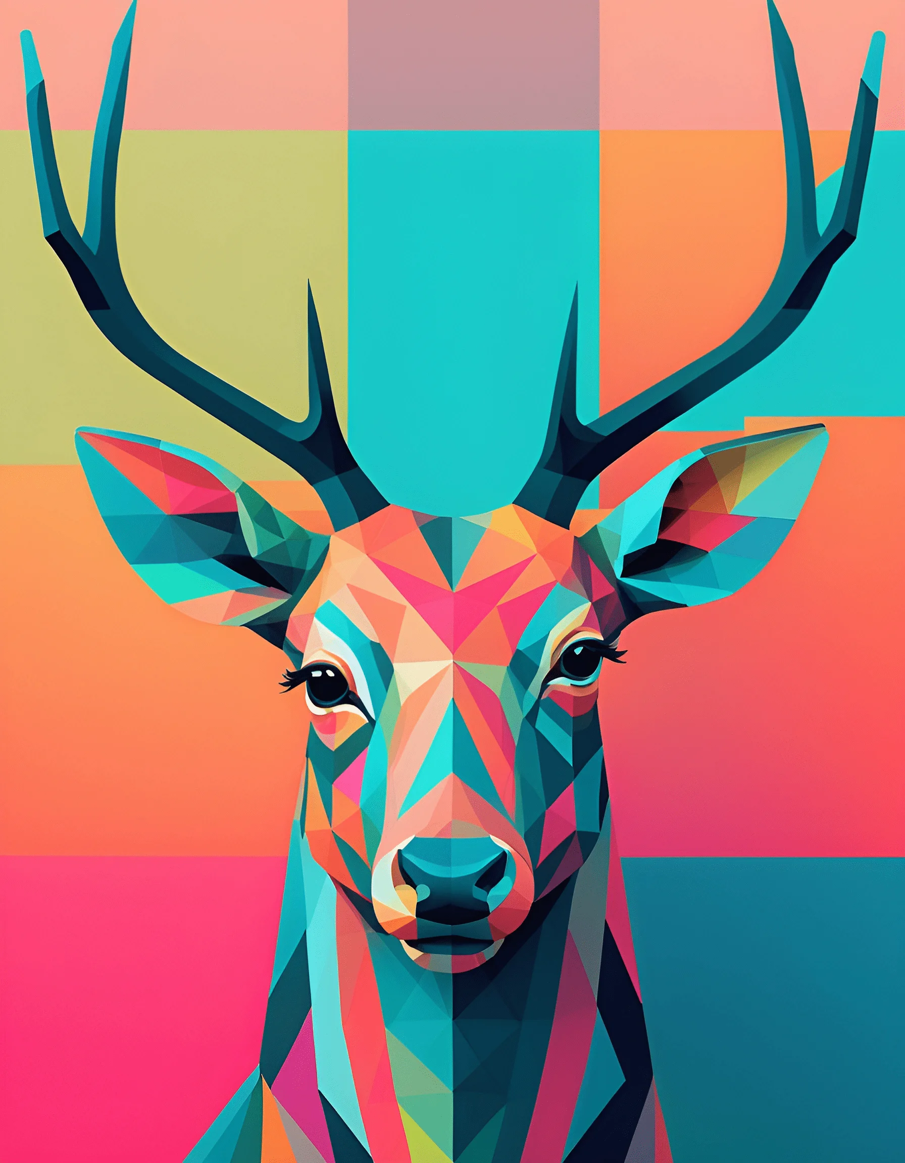 Colorful Geometric Deer Portrait - Free Download - AI Scribbles