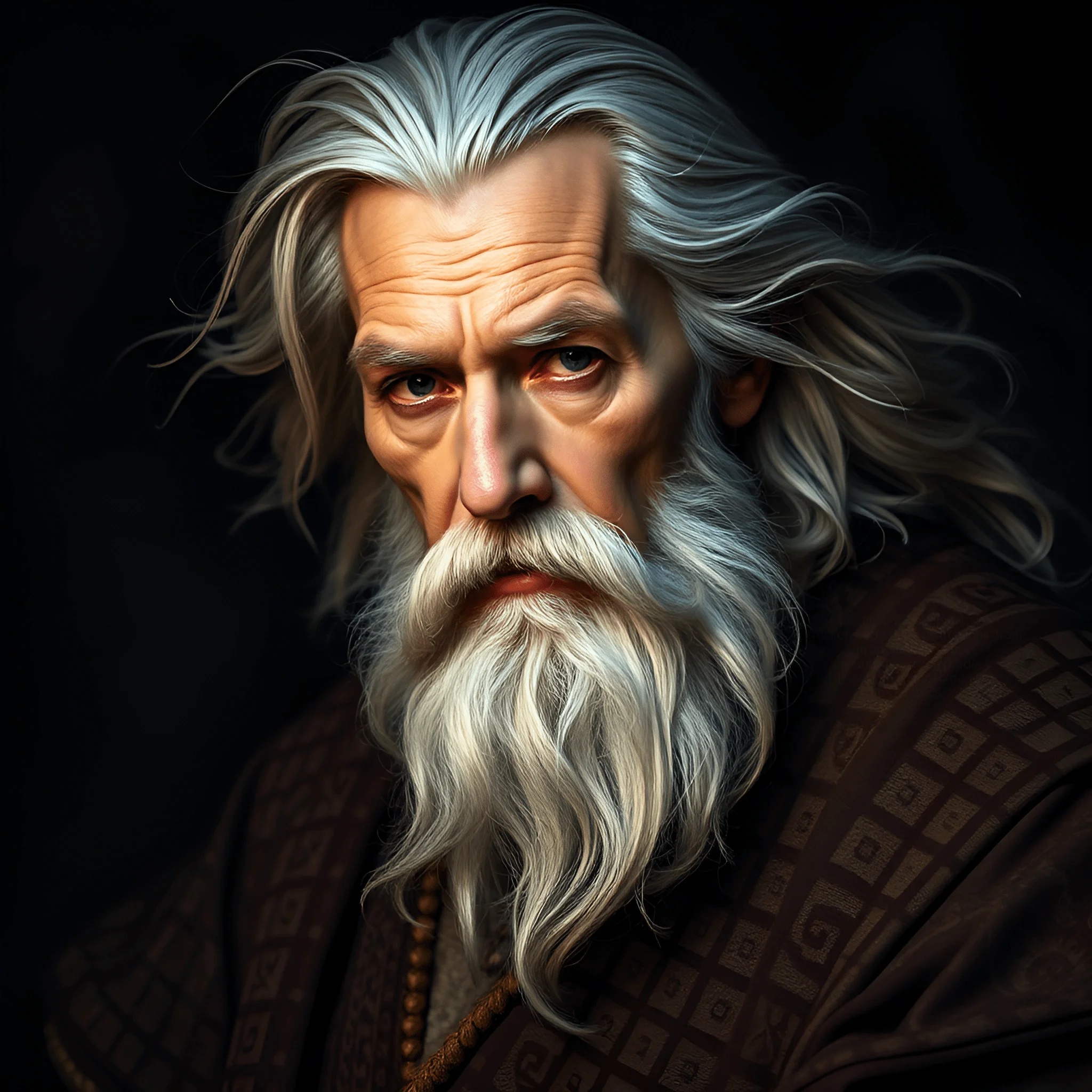 Portrait of Elderly Man with Long White Hair and Beard - Free Download ...