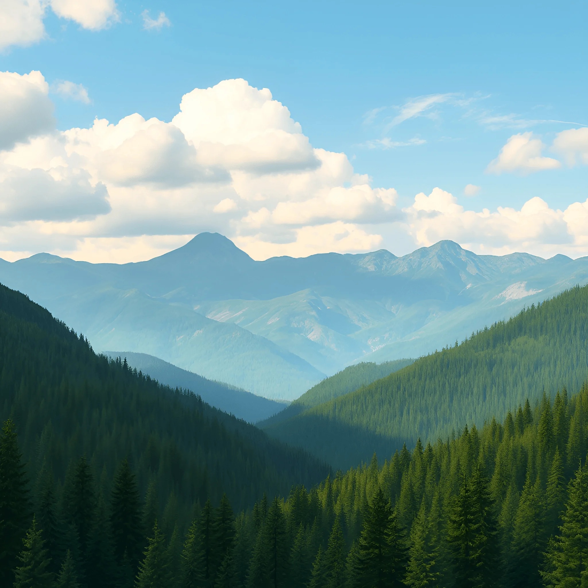 View Of Mountain Range With Pine Forests - Free Download - AI Scribbles