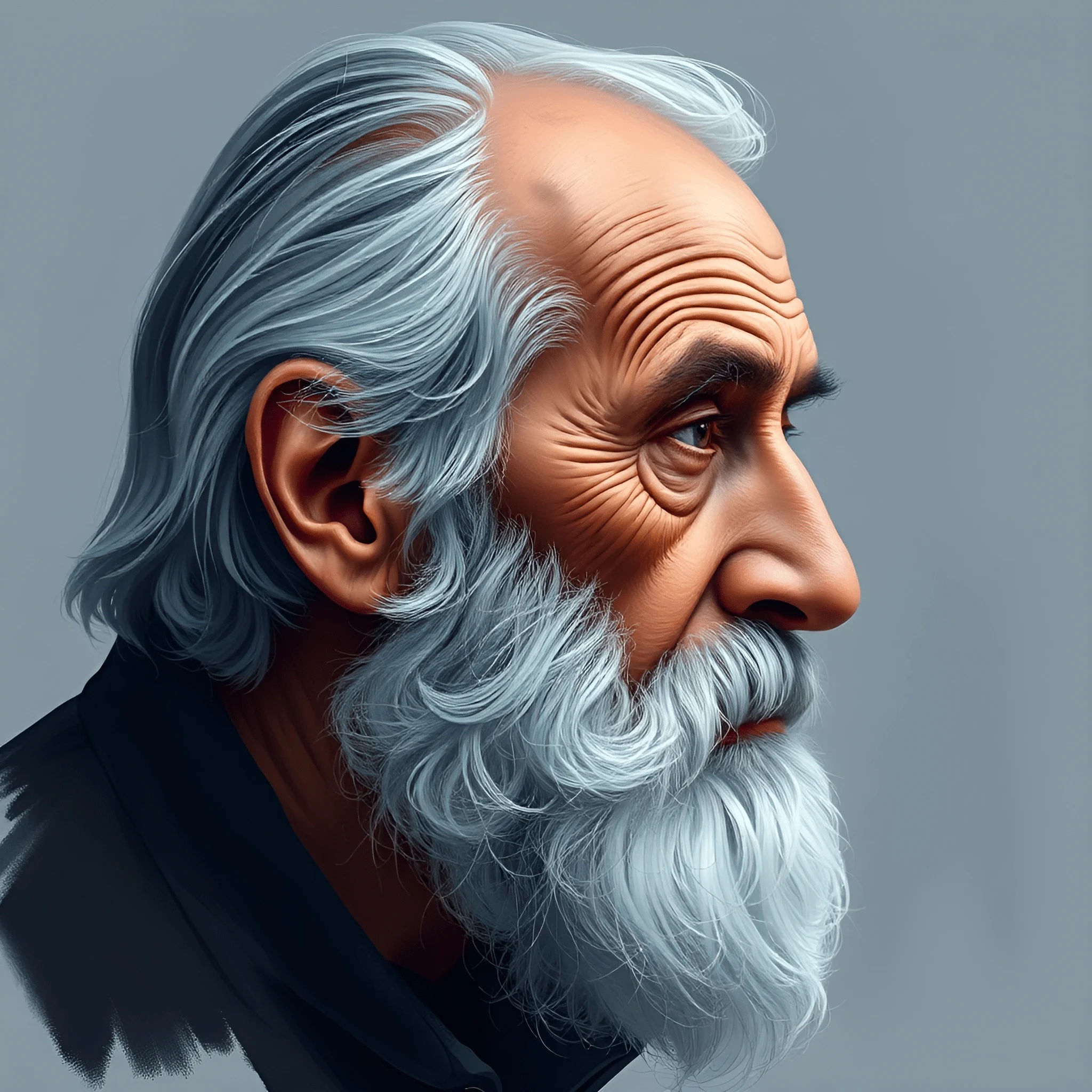 Portrait of Elderly Man with White Beard - Free Download - AI Scribbles