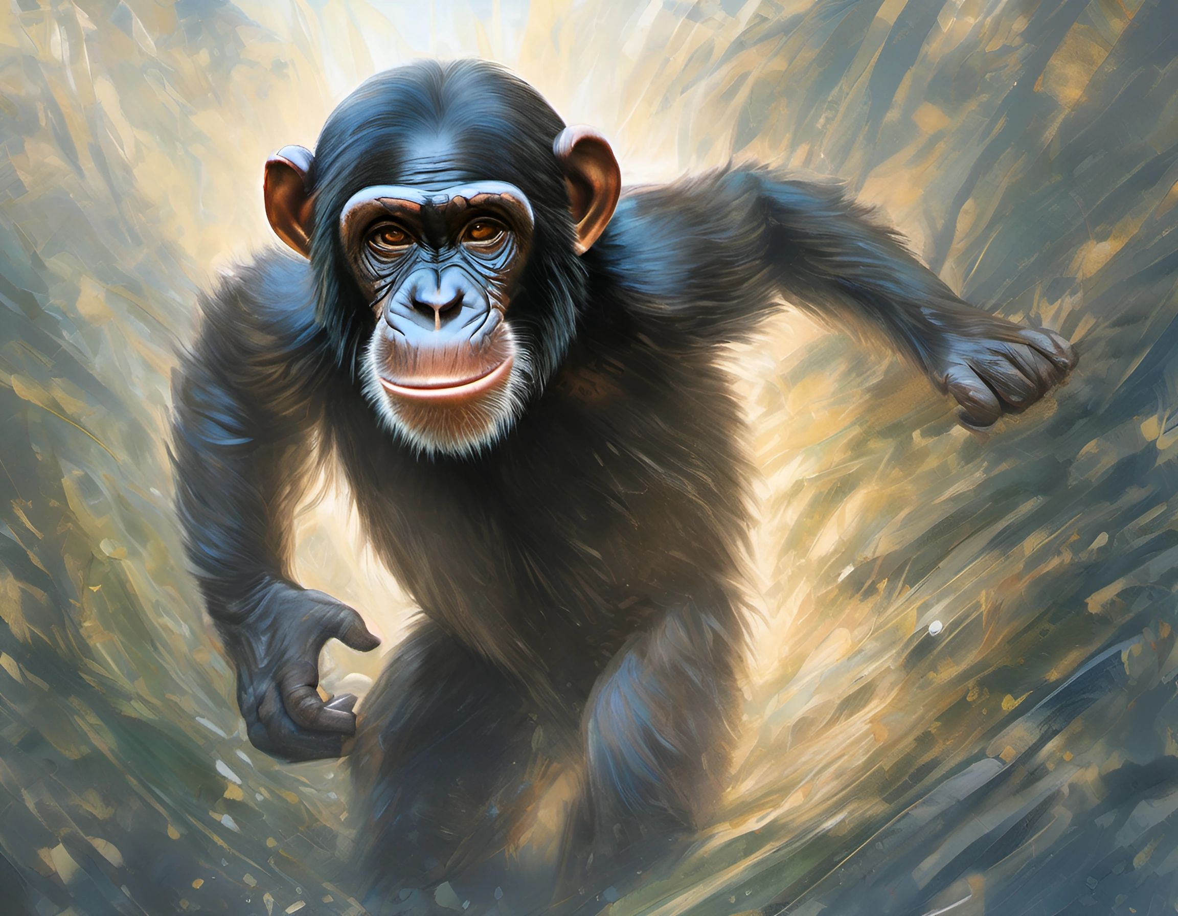 Chimpanzee on the Move - Free Download - AI Scribbles