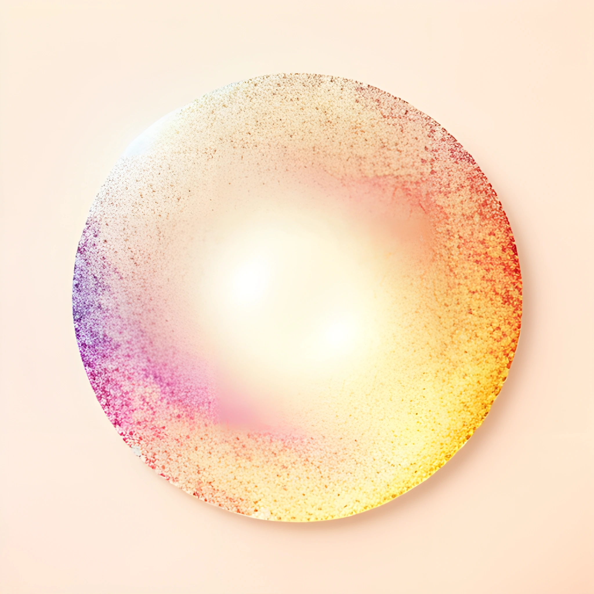 a colorful plate with a white background and a yellow center