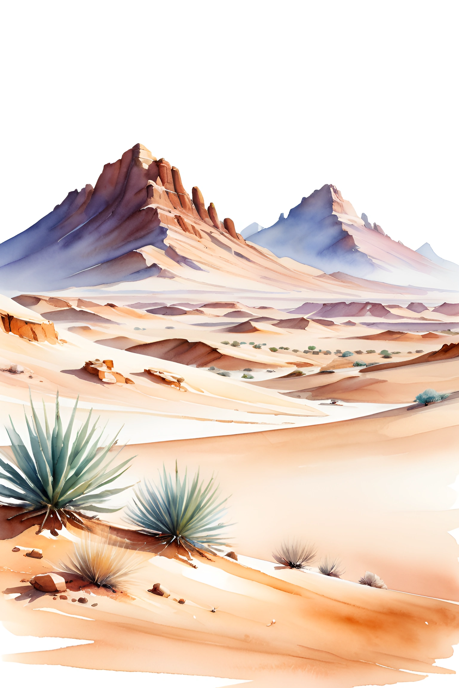 Desert Landscape with Mountains - Free Download - AI Scribbles